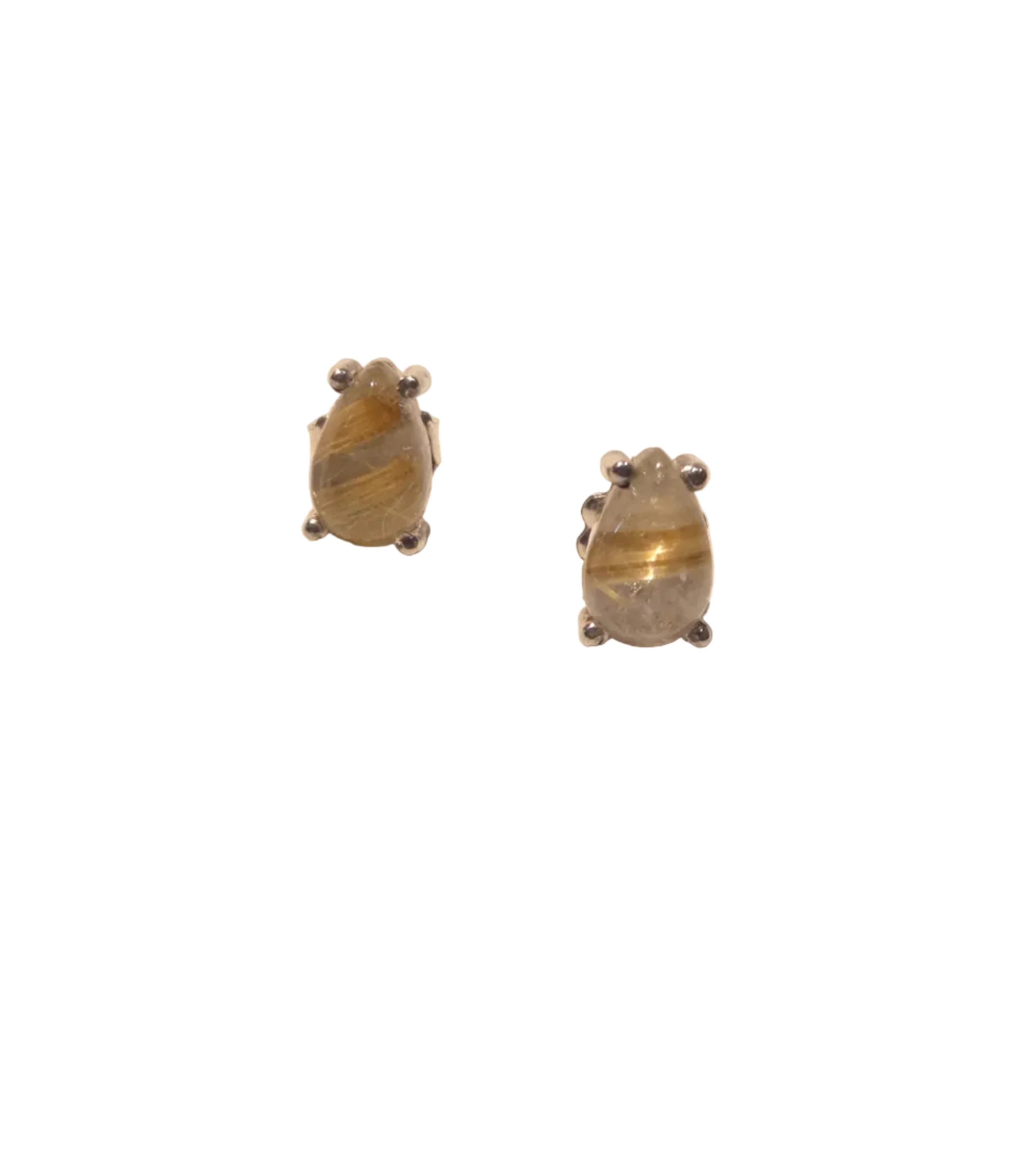 Golden Rutile Stud Earrings