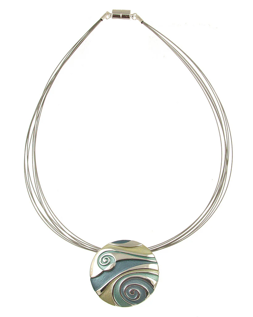 Green & Teal Swirly Pendant Necklace