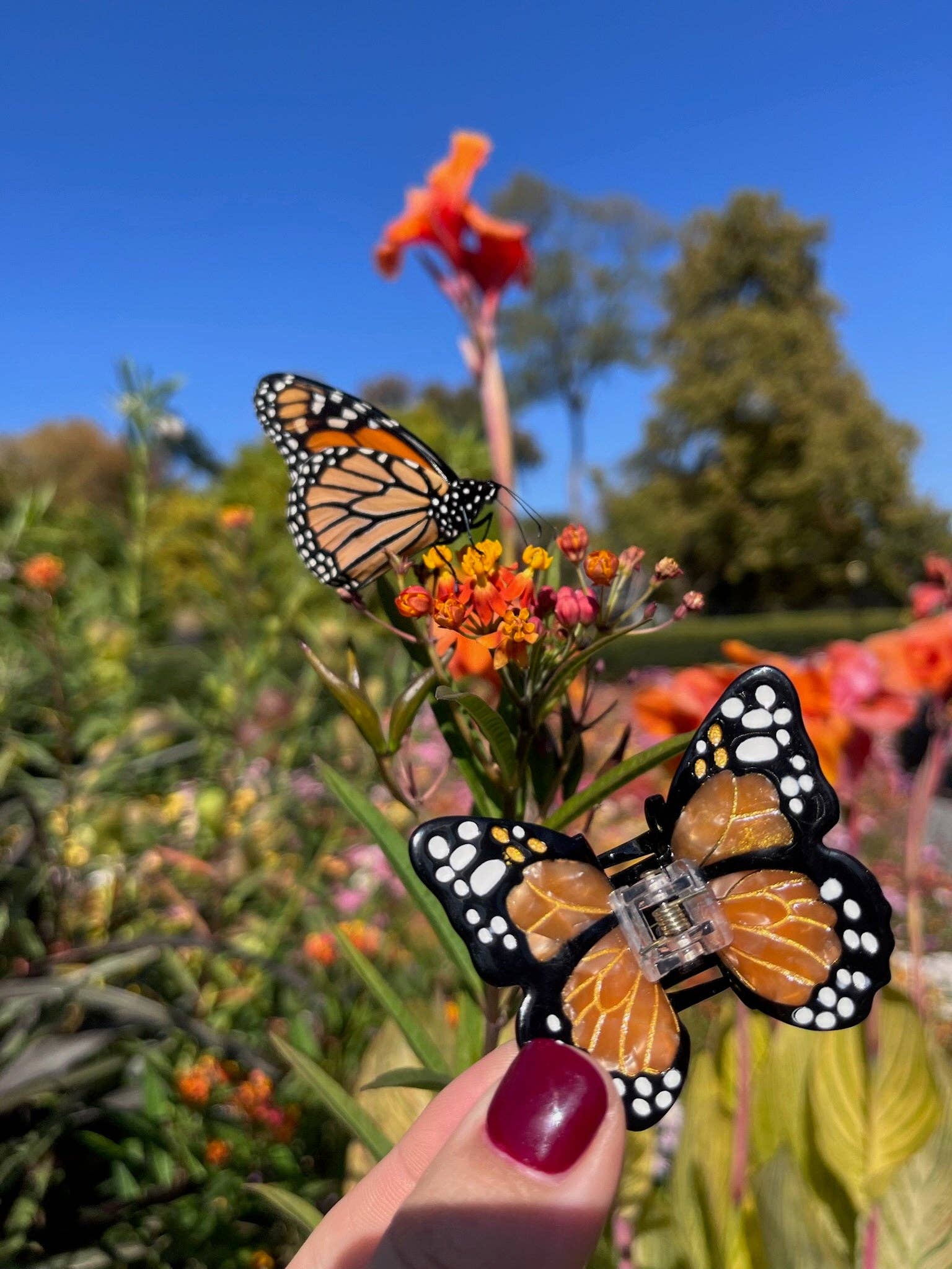 Hand-painted Mini Monarch Butterfly Claw Hair Clip | Eco-Friendly - Image 6