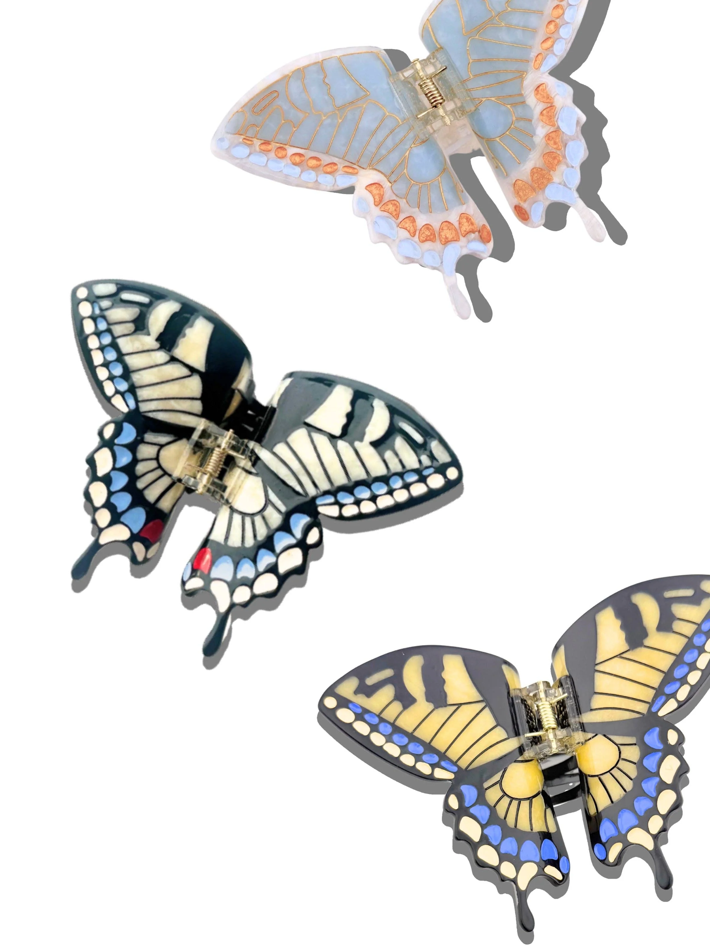 Hand-painted Swallowtail Butterfly Claw Hair Clip