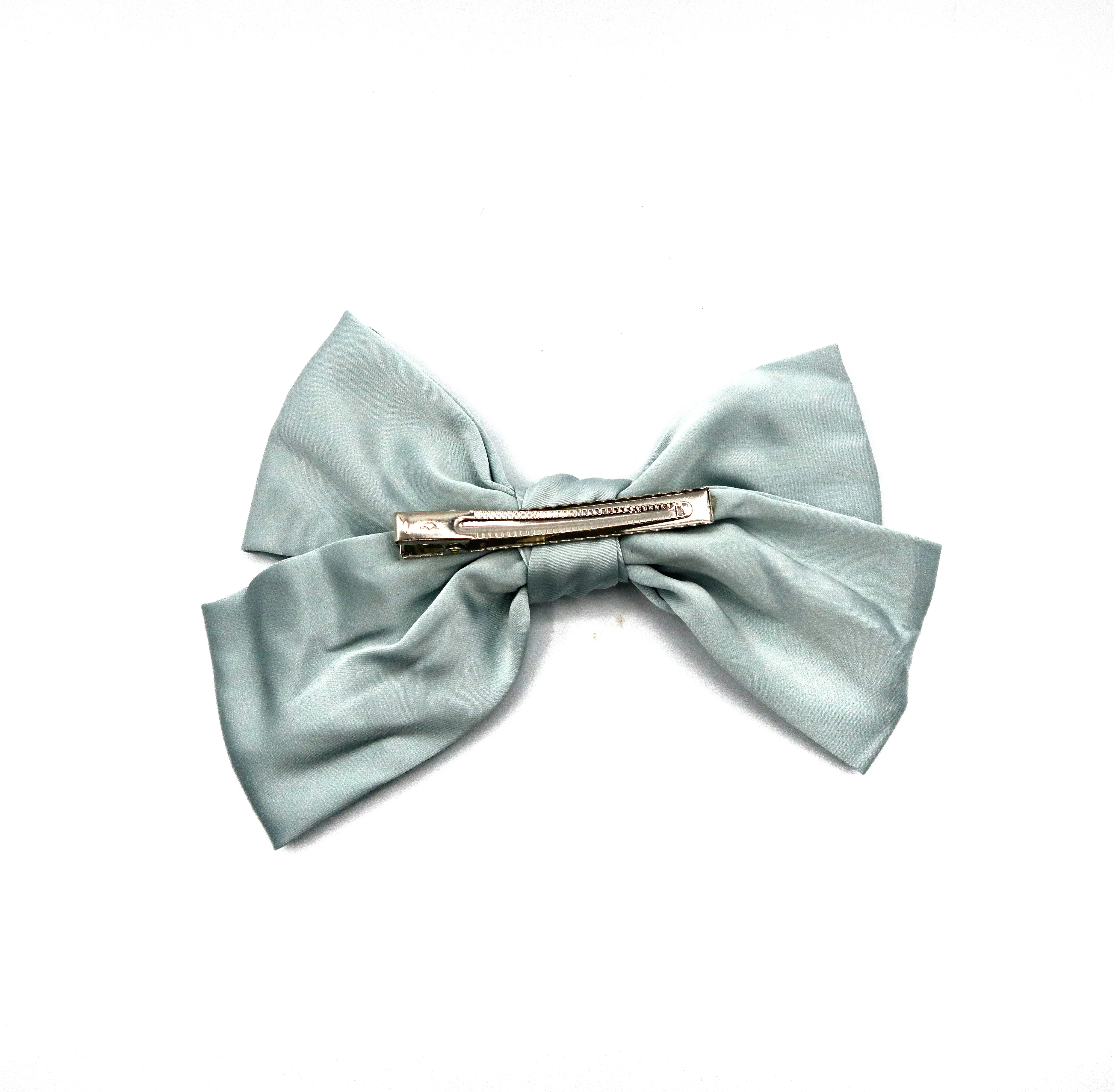 Handmade Perfect Satin Hair Bow Blue Barrette - Image 2