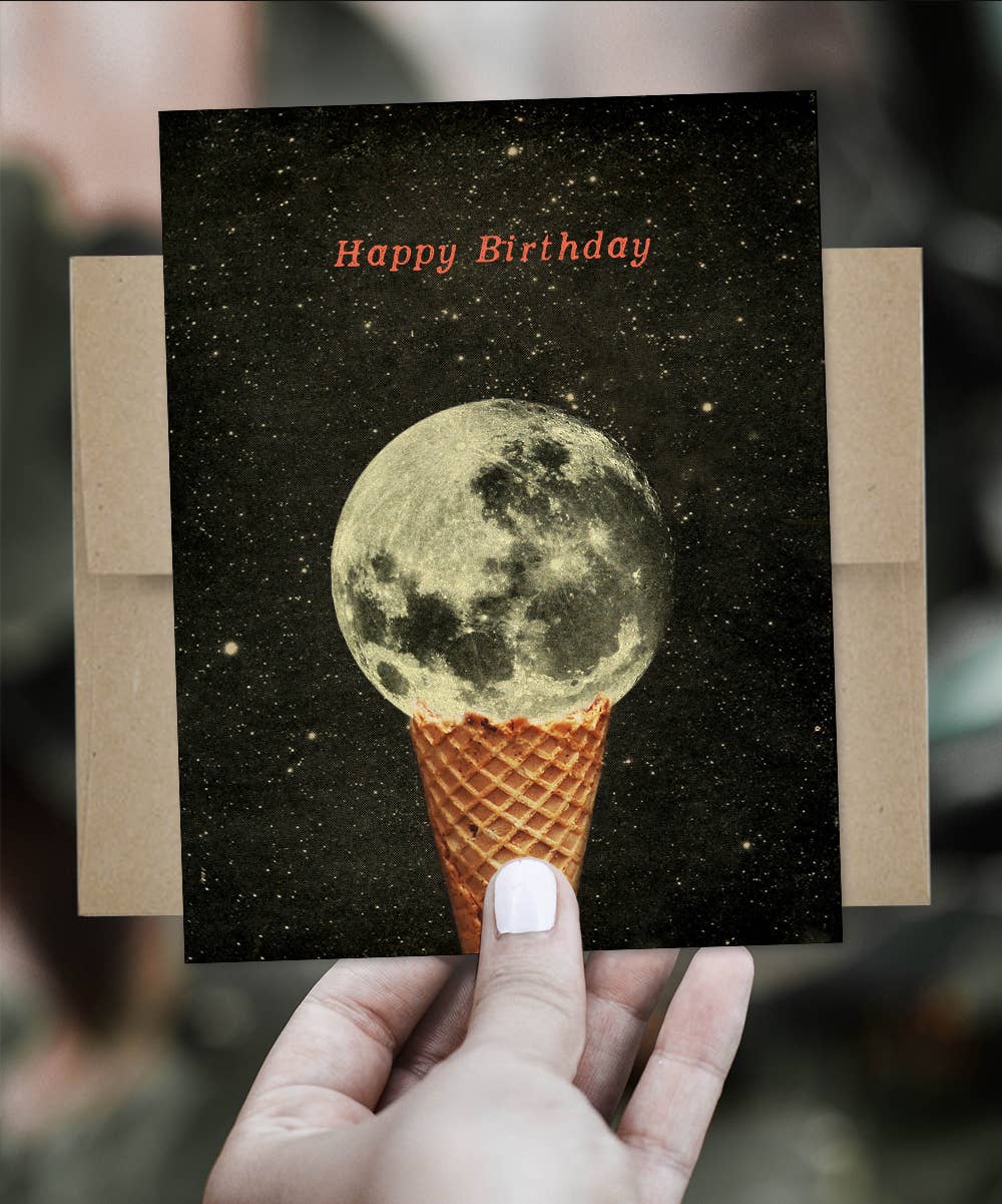 Happy Birthday Moon Ice Cream Cone Card - Image 2