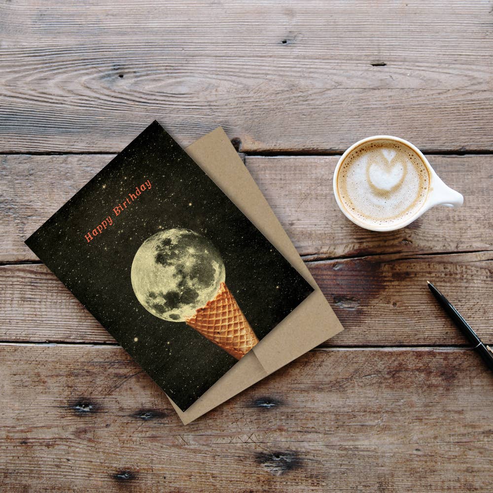 Happy Birthday Moon Ice Cream Cone Card - Image 3