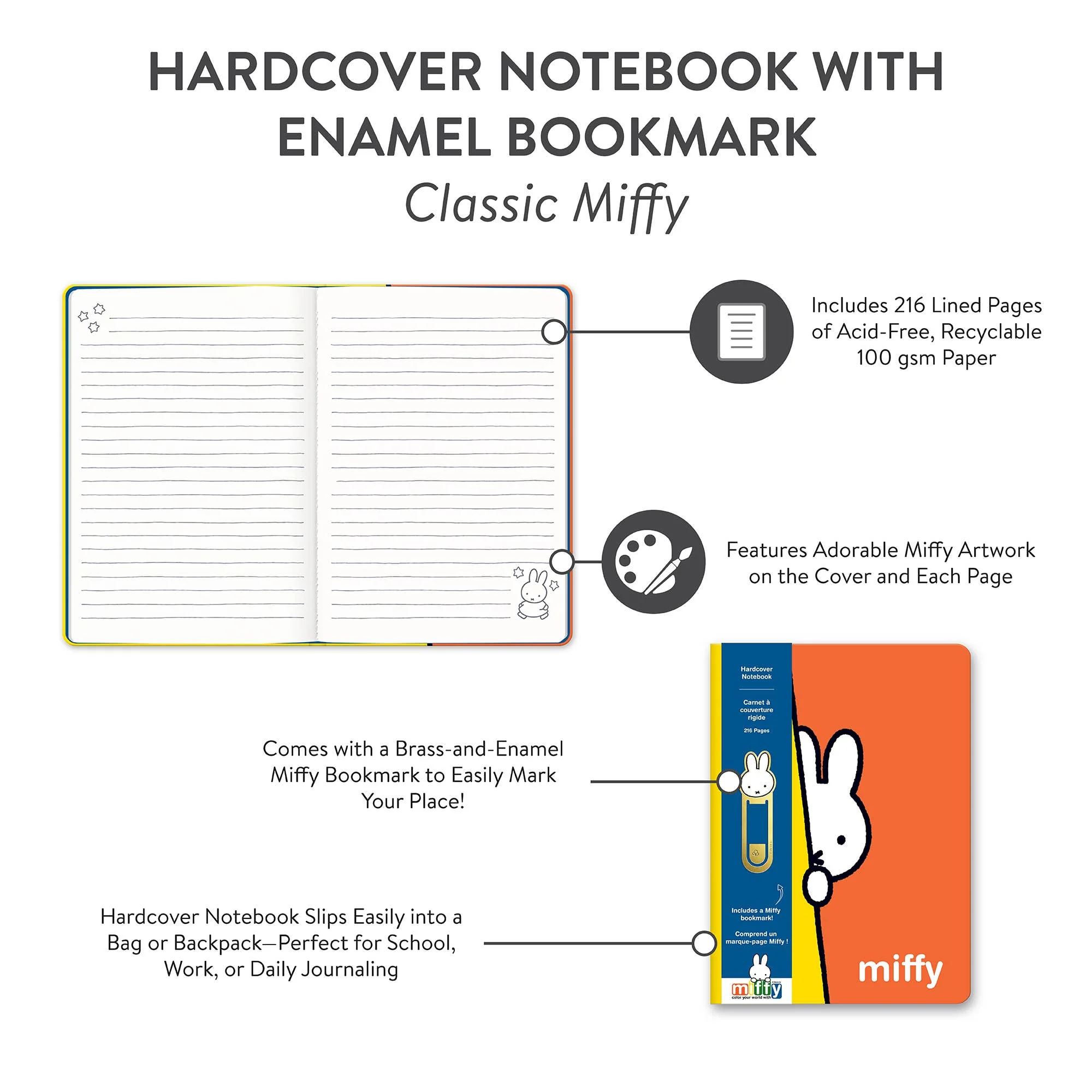 Hardcover Notebook with Enamel Bookmark Classic Miffy - Image 5