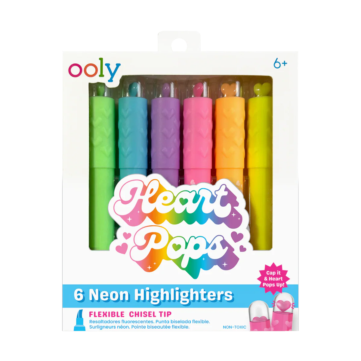 Heart Pops: Neon Highlighters (Set of 6)