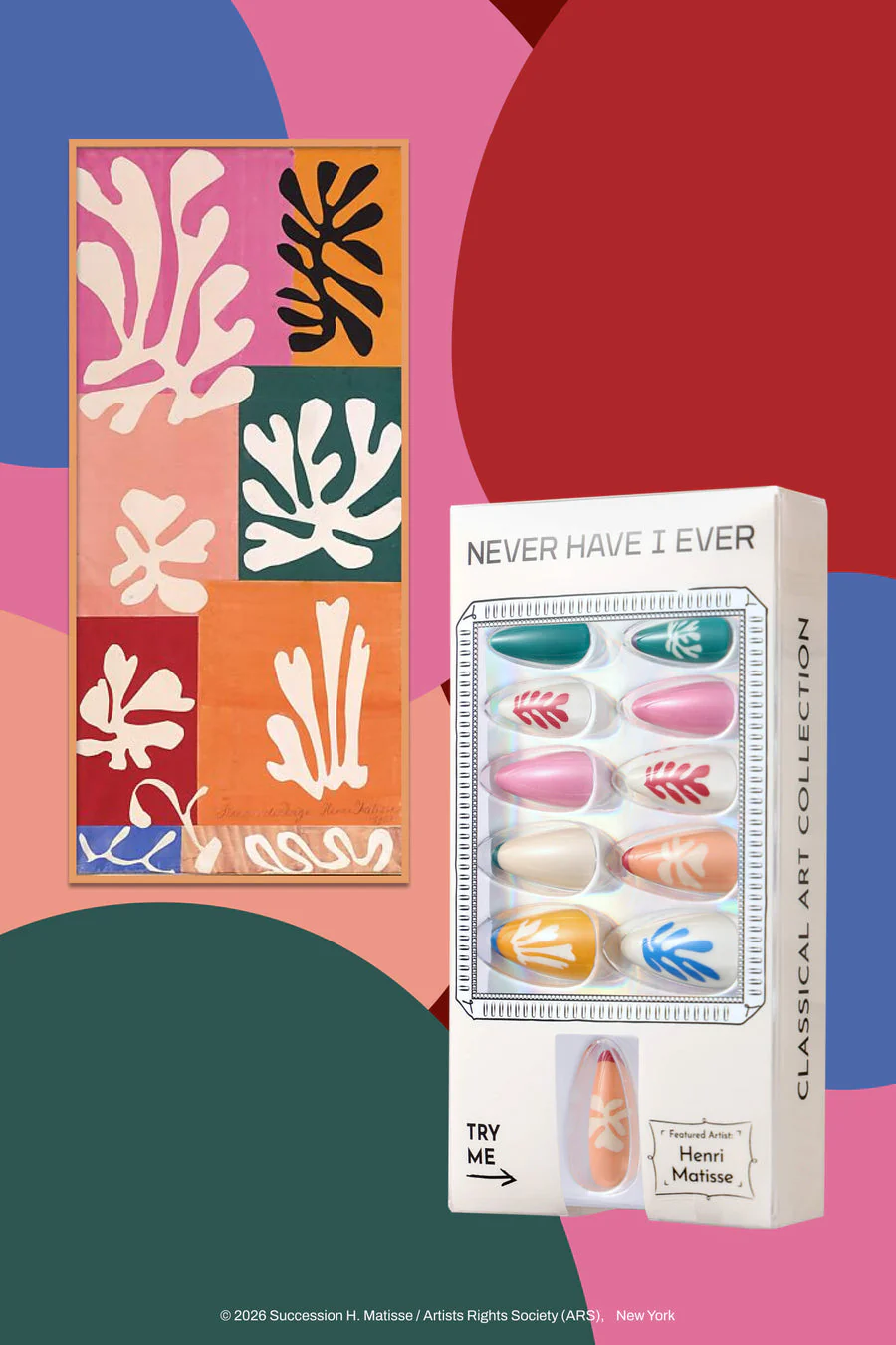 Henri Matisse Snow Flowers - Almond Press-On Nails - Image 2