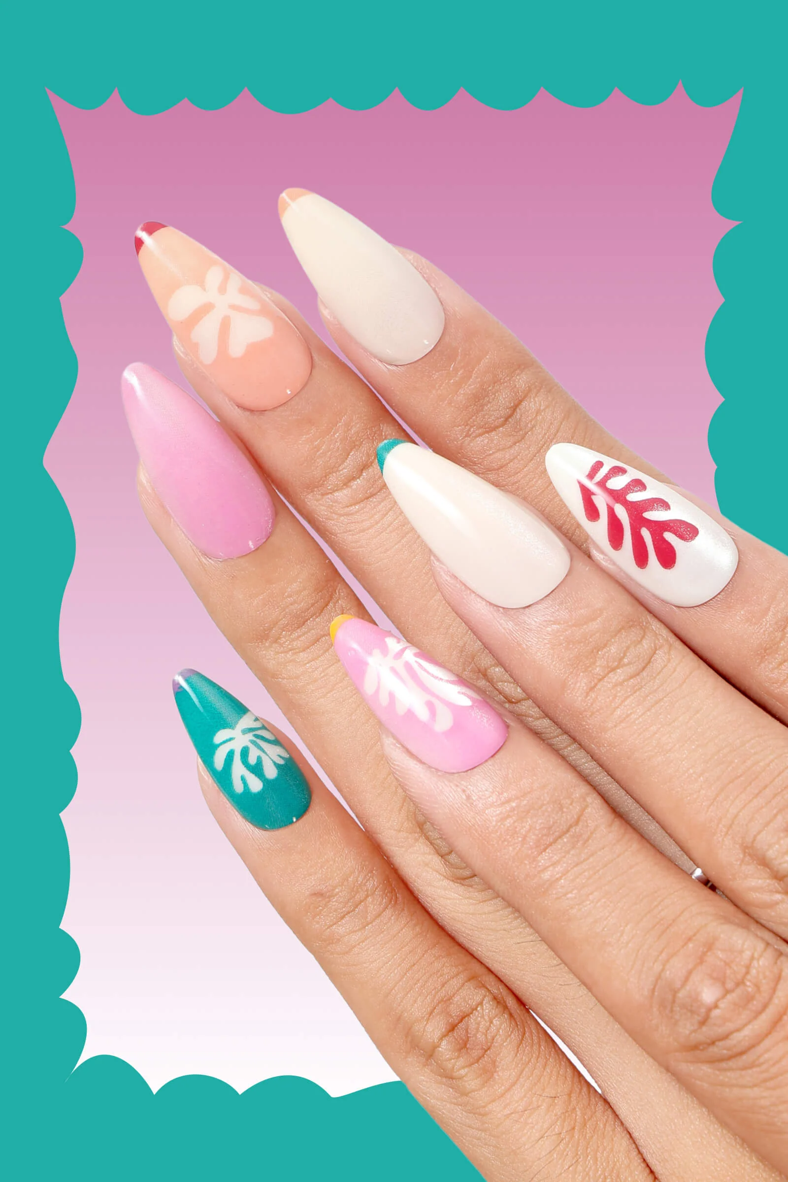 Henri Matisse Snow Flowers - Almond Press-On Nails - Image 4