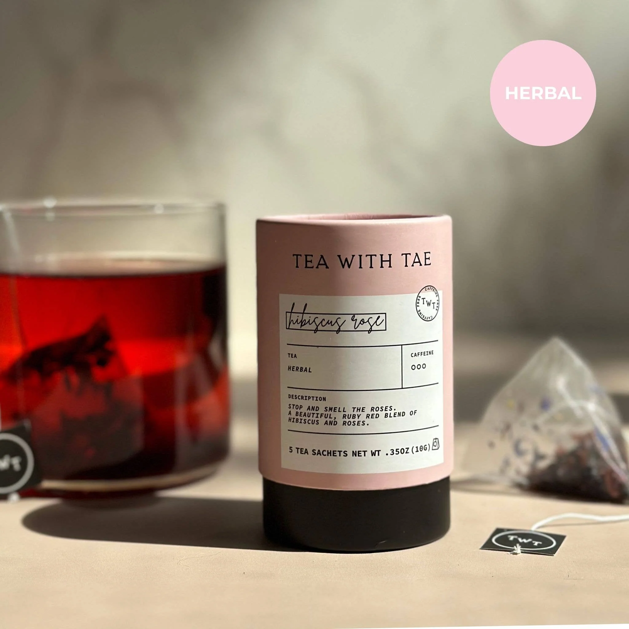 Hibiscus Rose Herbal Mini Tube Gift (5 tea bags) - Image 2