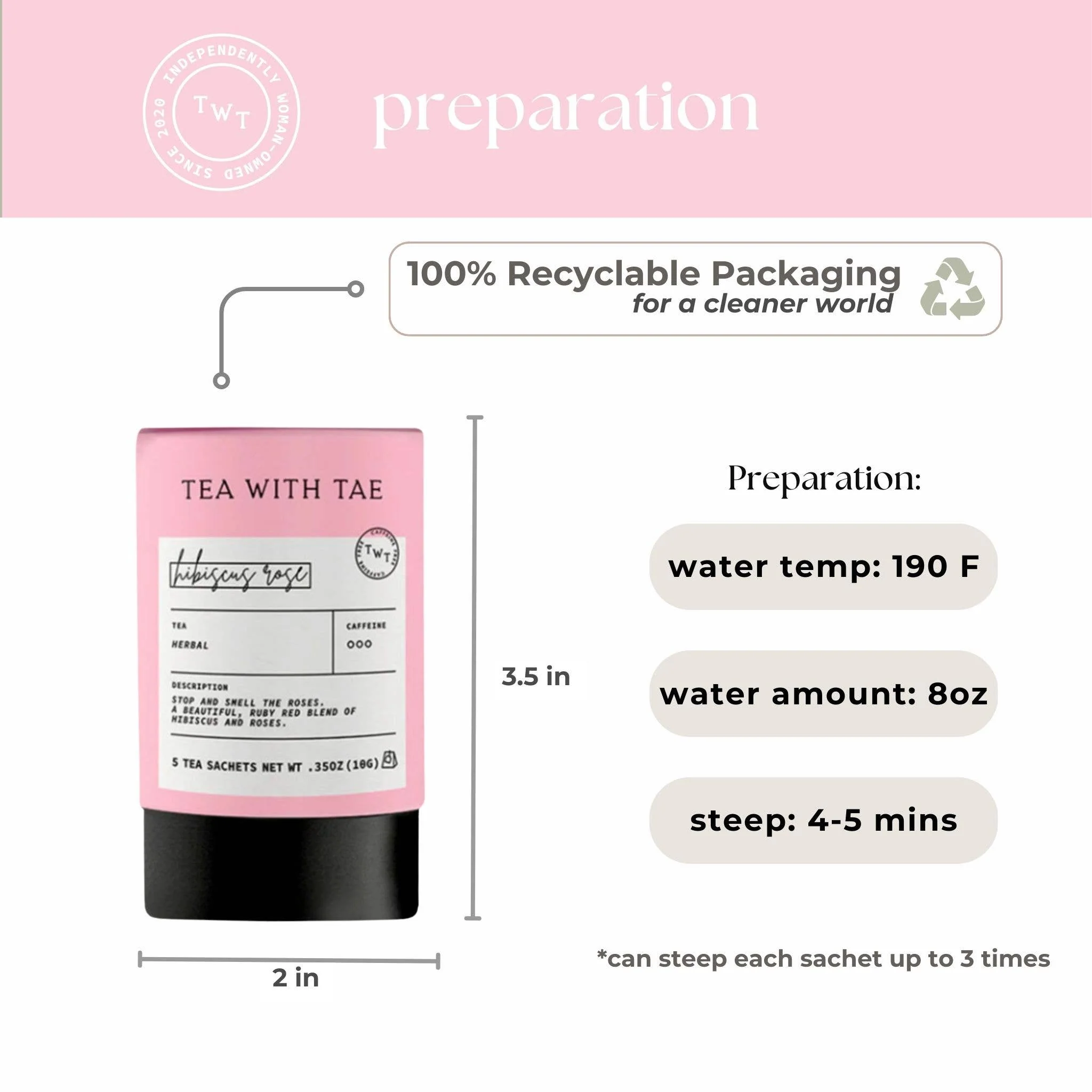 Hibiscus Rose Herbal Mini Tube Gift (5 tea bags) - Image 4