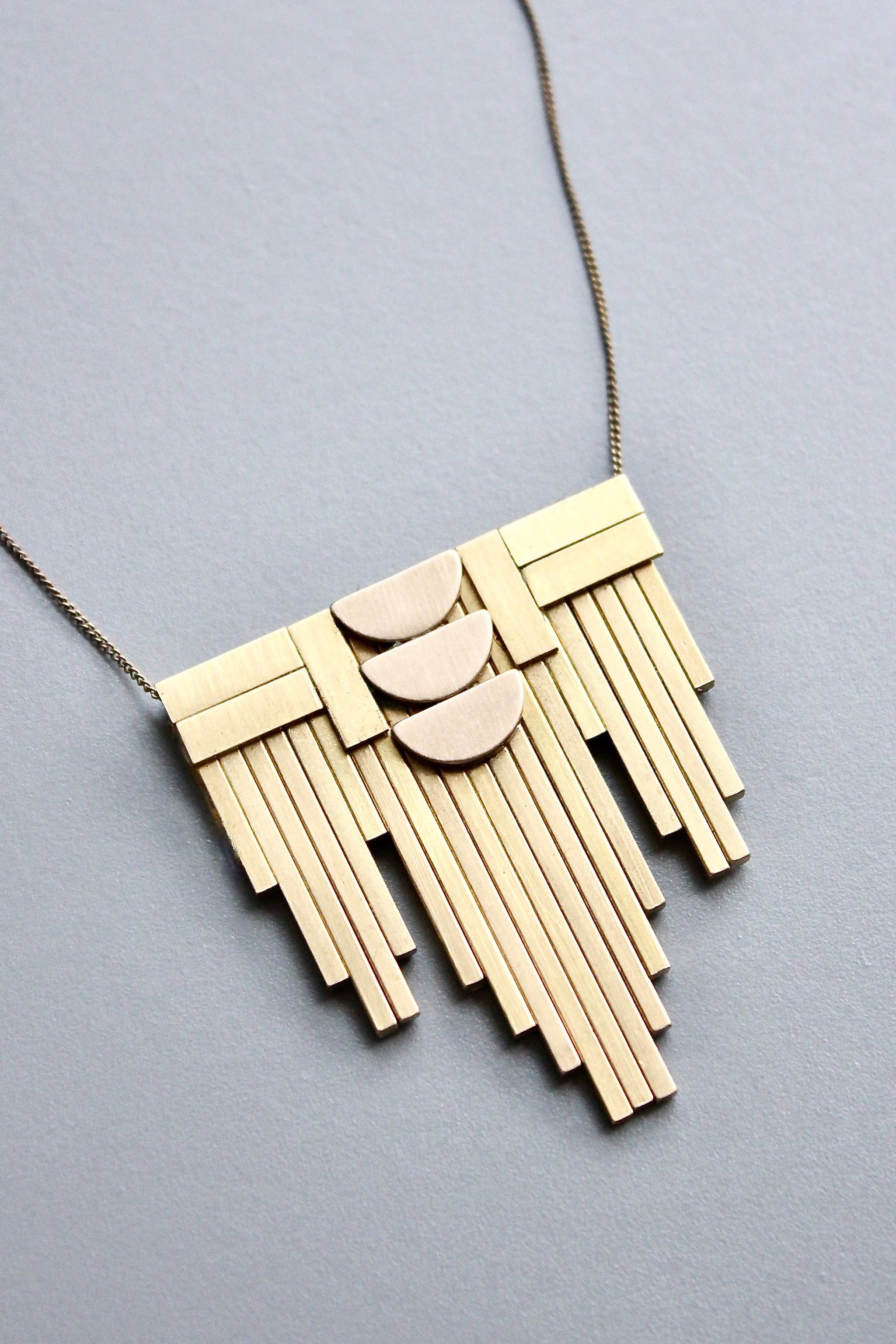 Brass Art Deco Necklace - Image 3