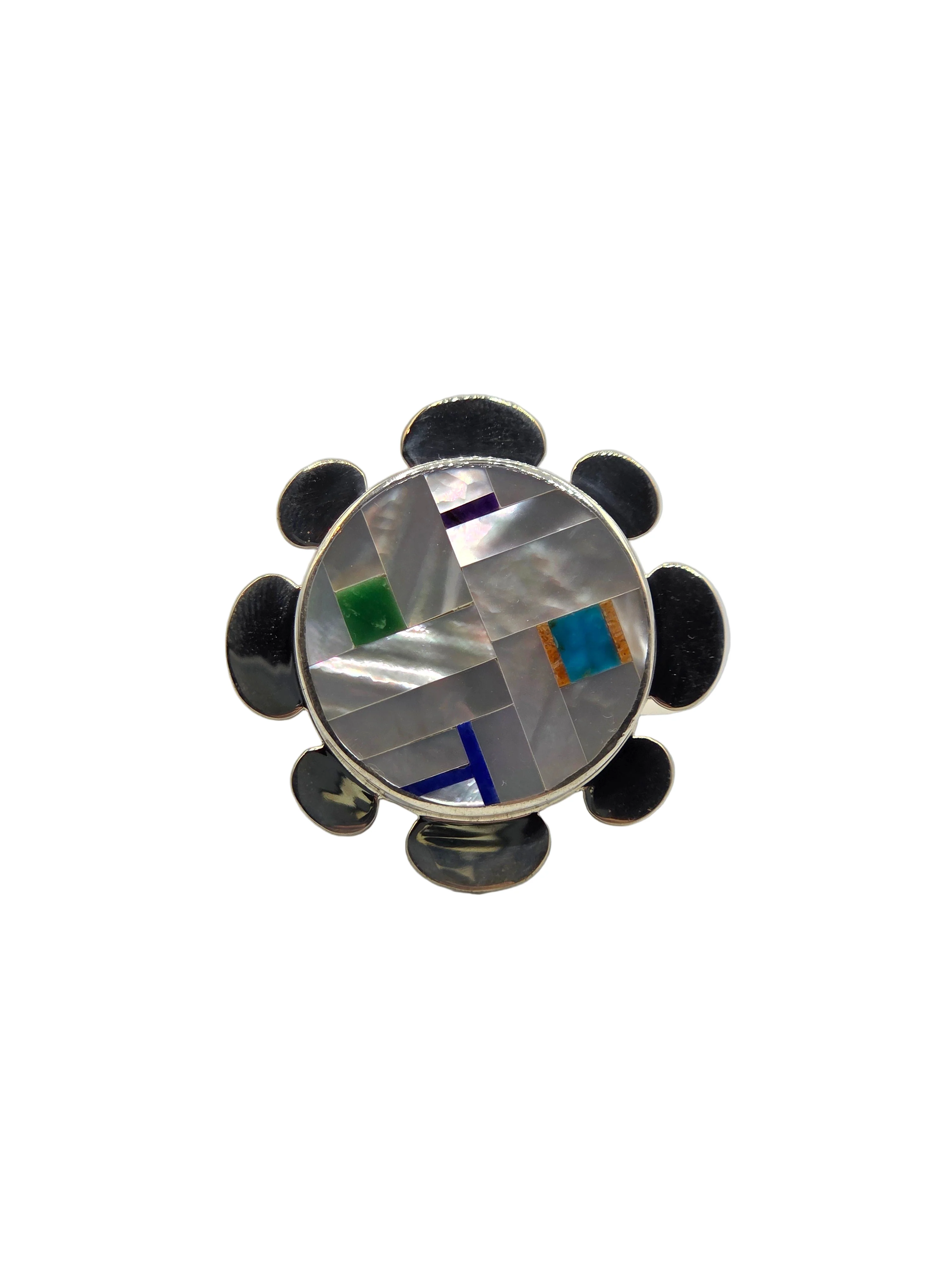Inlay Flower Adjustable Ring