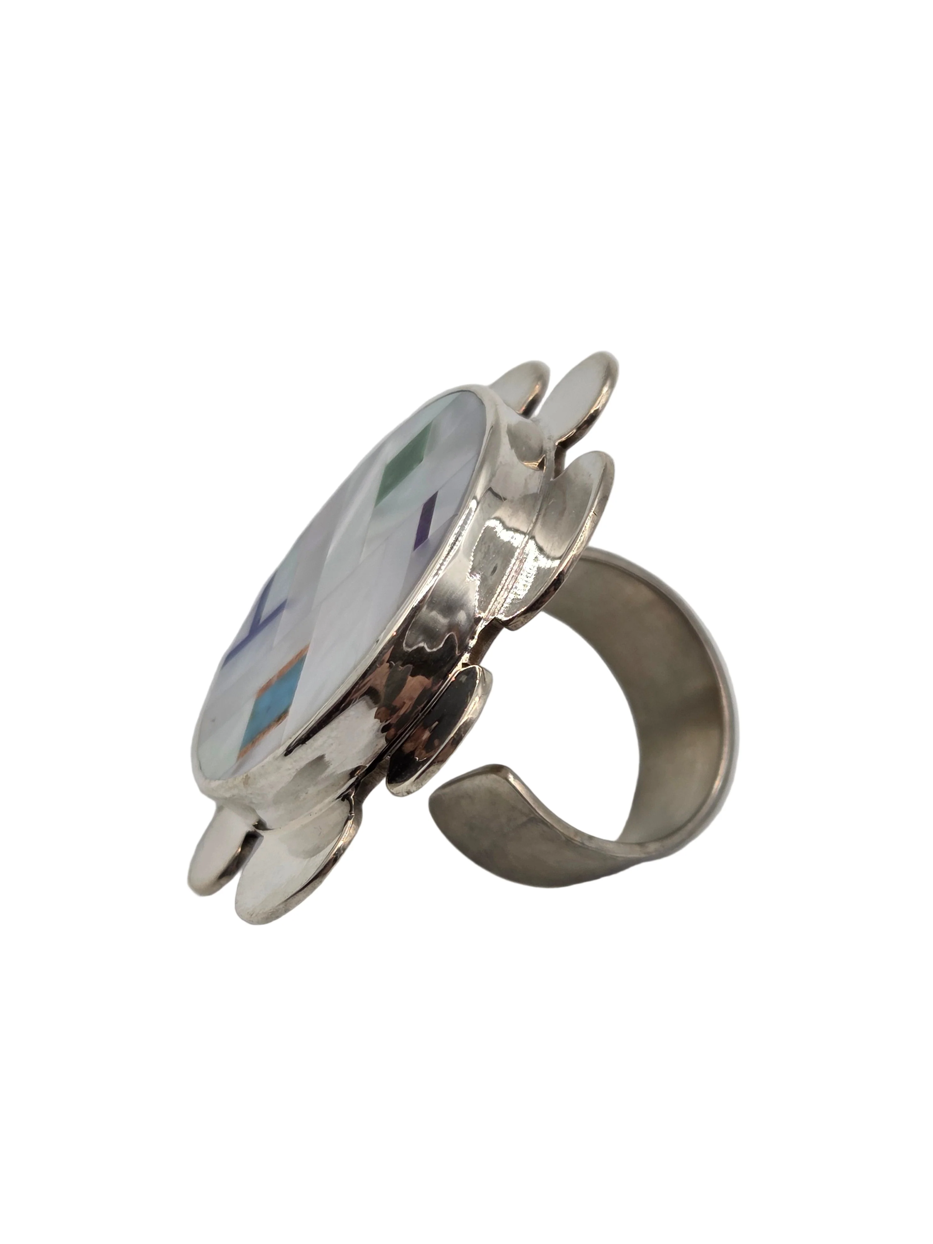 Inlay Flower Adjustable Ring - Image 2