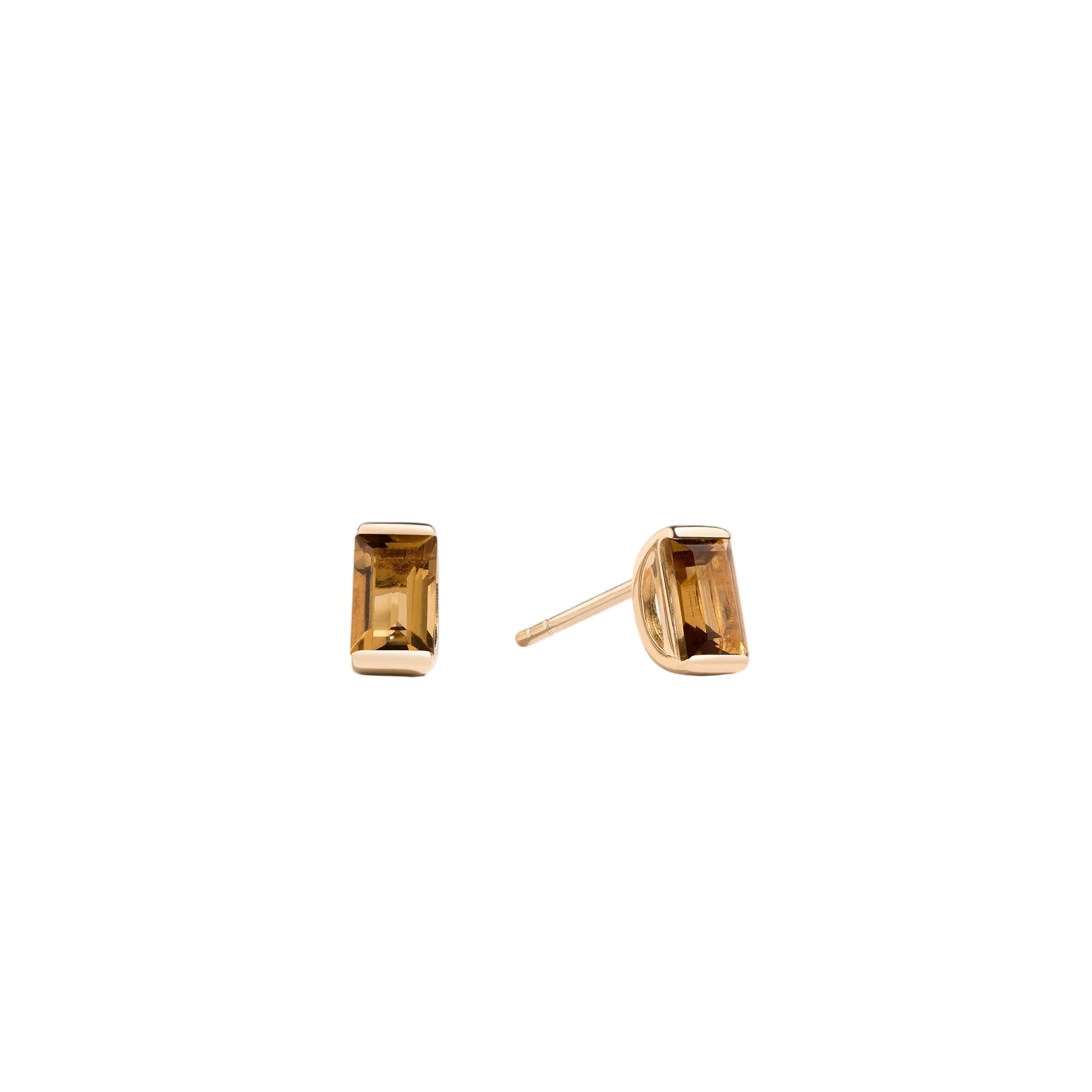 It's a Long Story Baguette Cognac Quartz Earrings