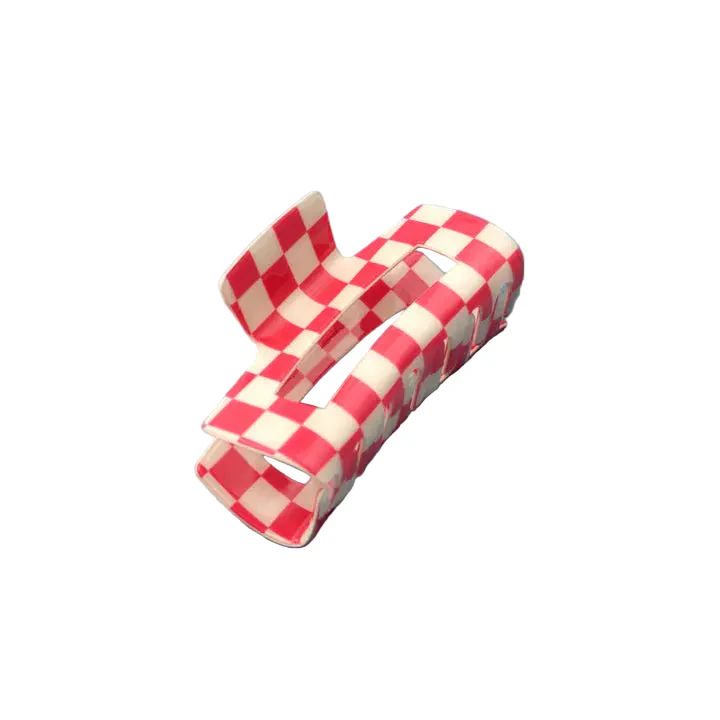 Jumbo Resin Checker Hair Claw Clips 4"