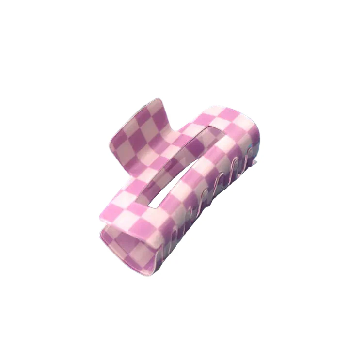 Jumbo Resin Checker Hair Claw Clips 4" - Image 3