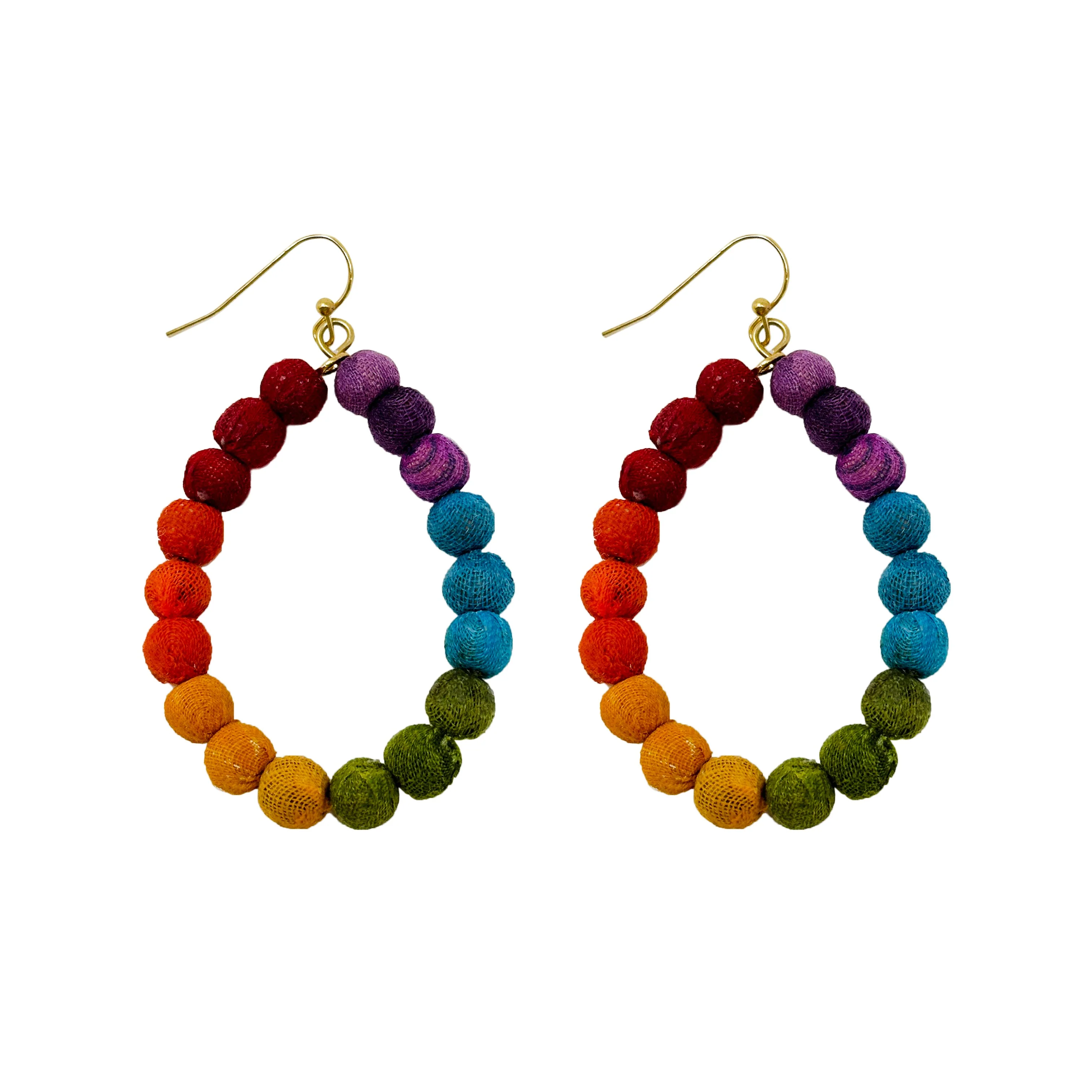 Kantha Prism Teardrop Earrings