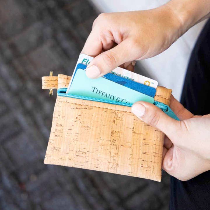 Key Chain Pouch | Cork | with Colorful Zippers - Image 2