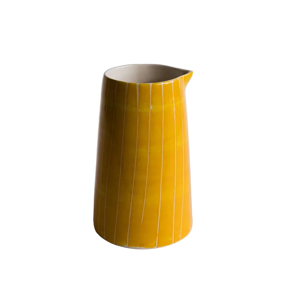 Large Musango Jug Sgrafitto Stripe -Turmeric