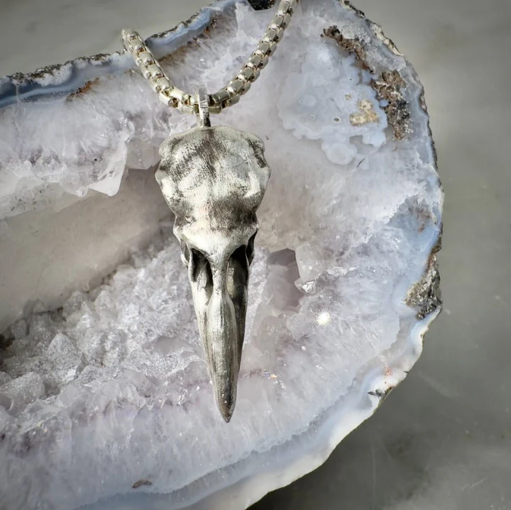Large Raven Skull Necklace - Image 2