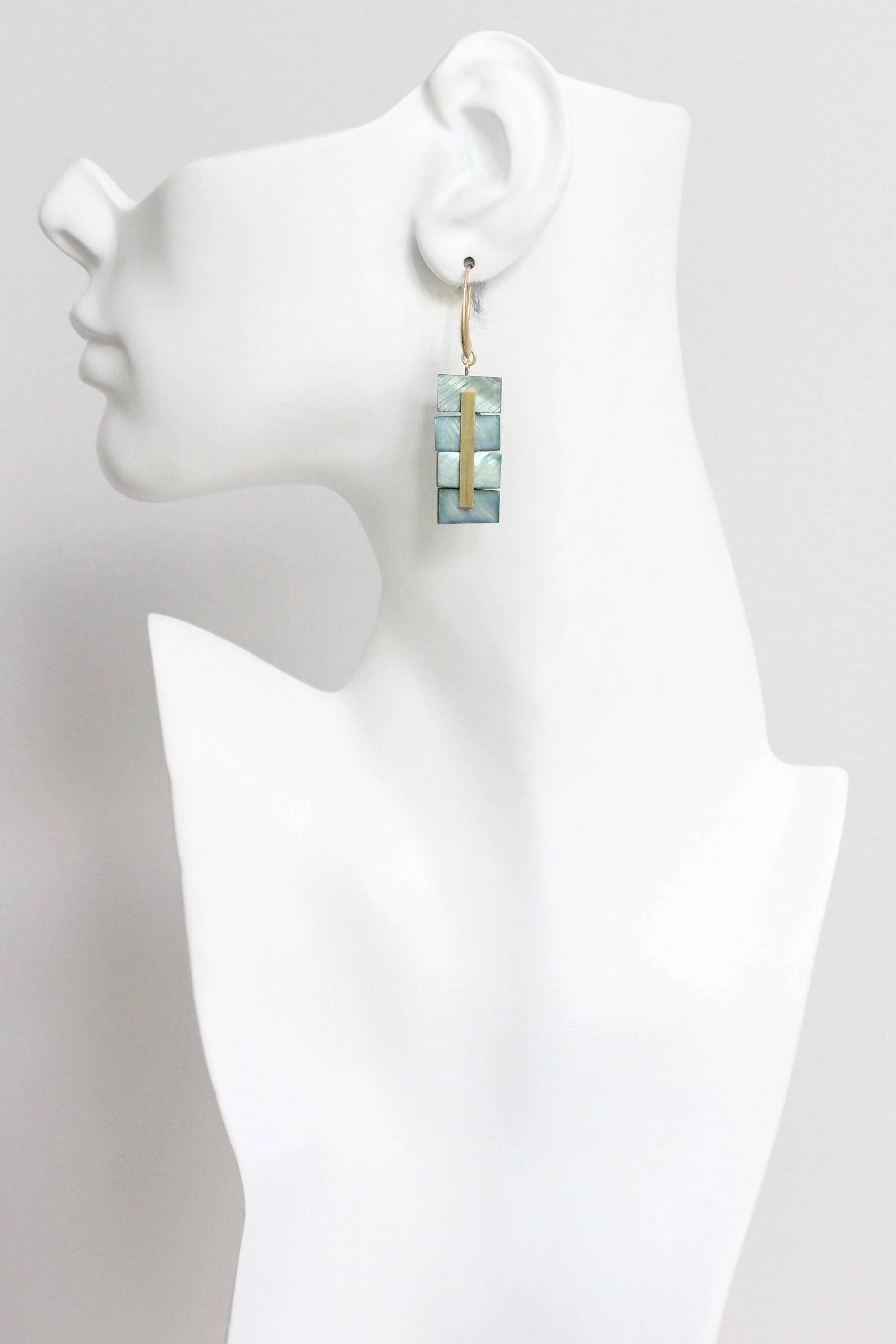 Green Shell Geometric Earrings - Image 3
