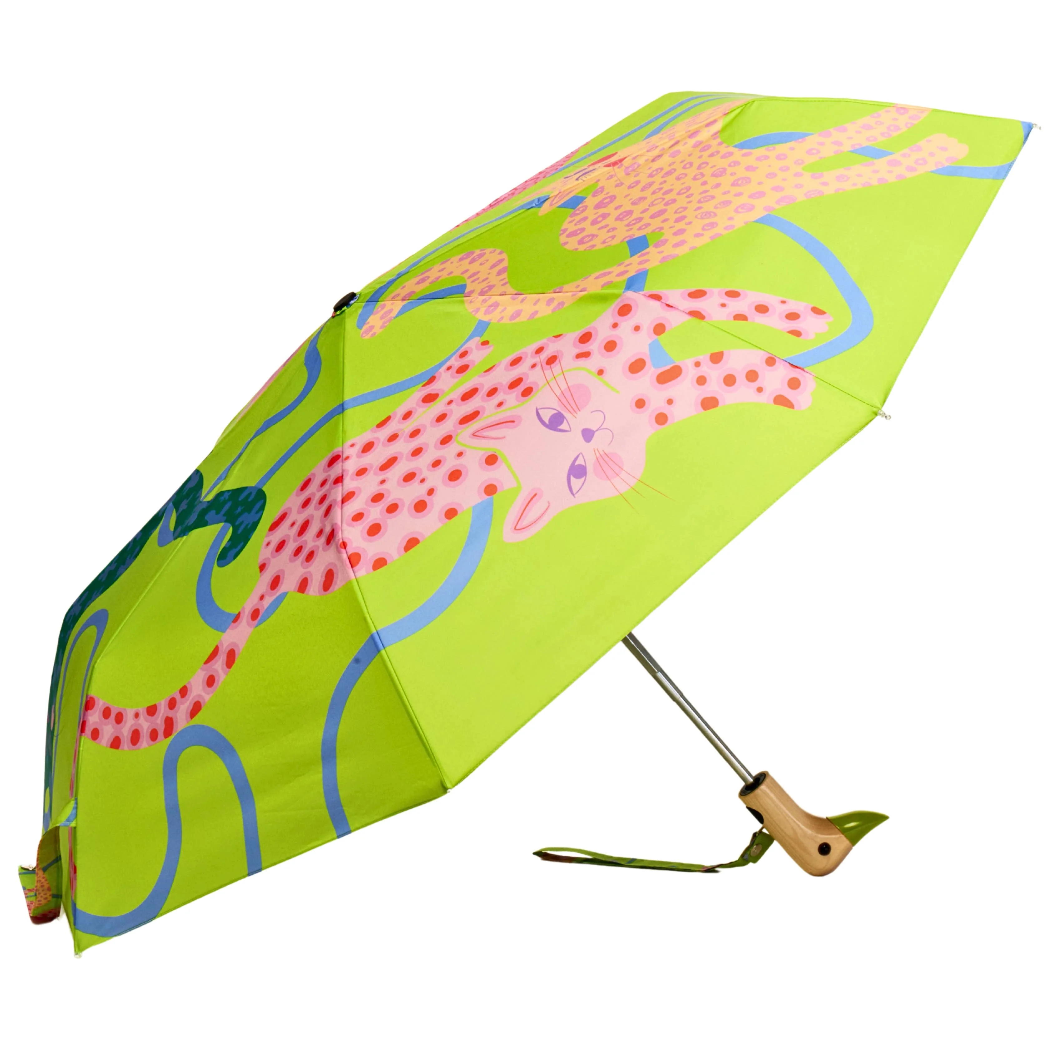 Lime Arty Cats Eco-Friendly Duck Umbrella