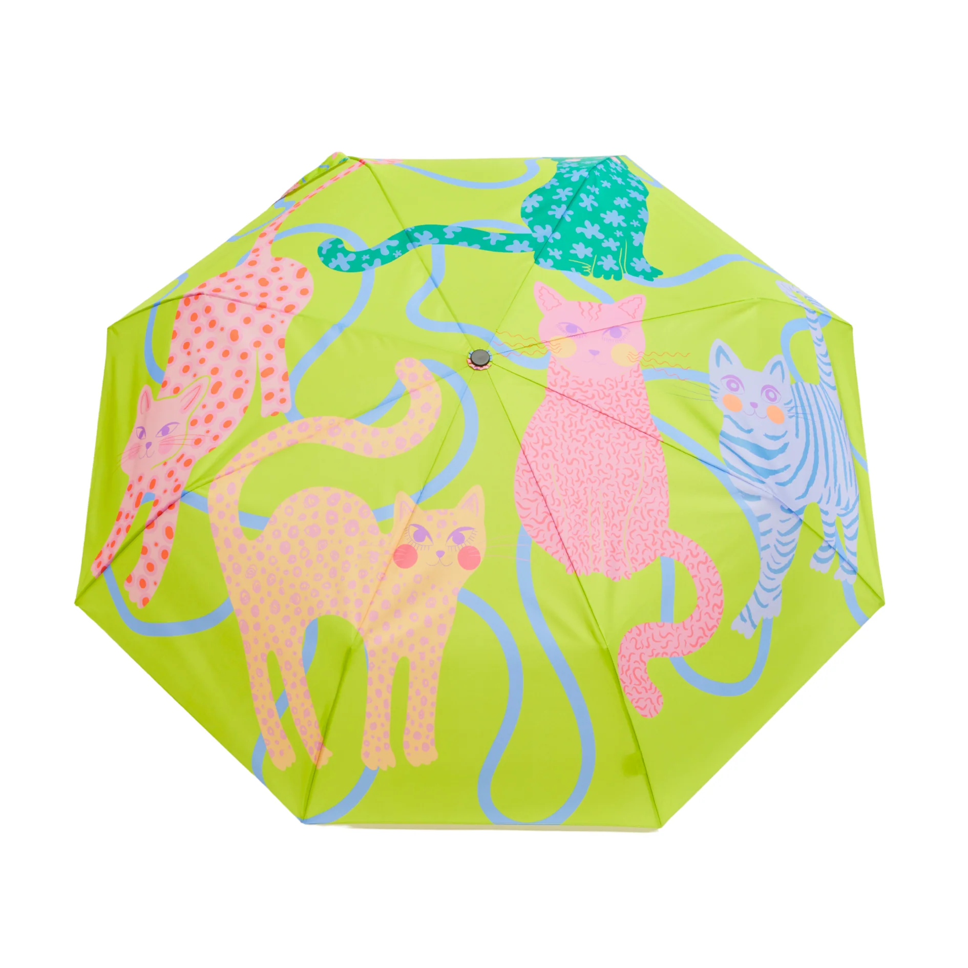 Lime Arty Cats Eco-Friendly Duck Umbrella - Image 4