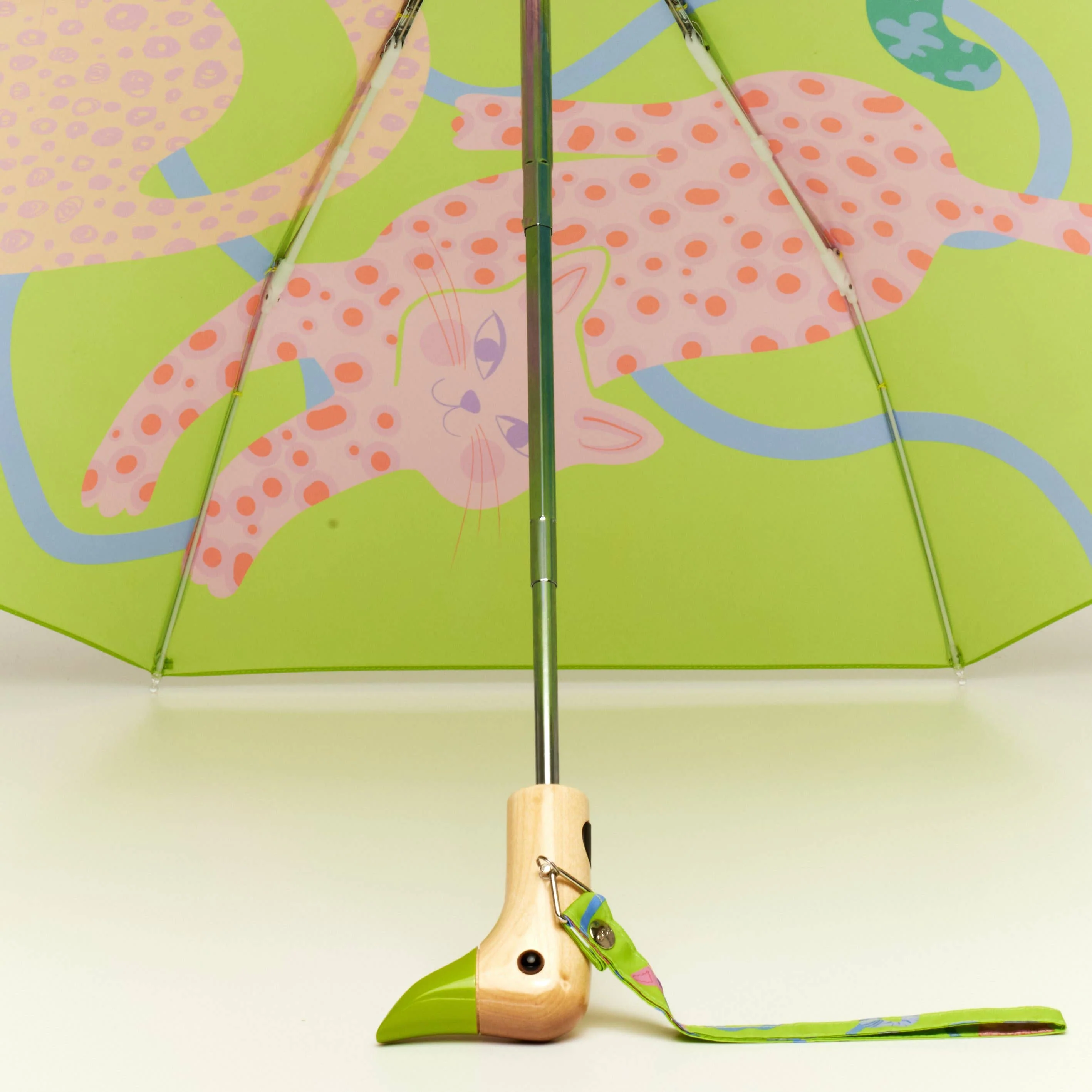 Lime Arty Cats Eco-Friendly Duck Umbrella - Image 6