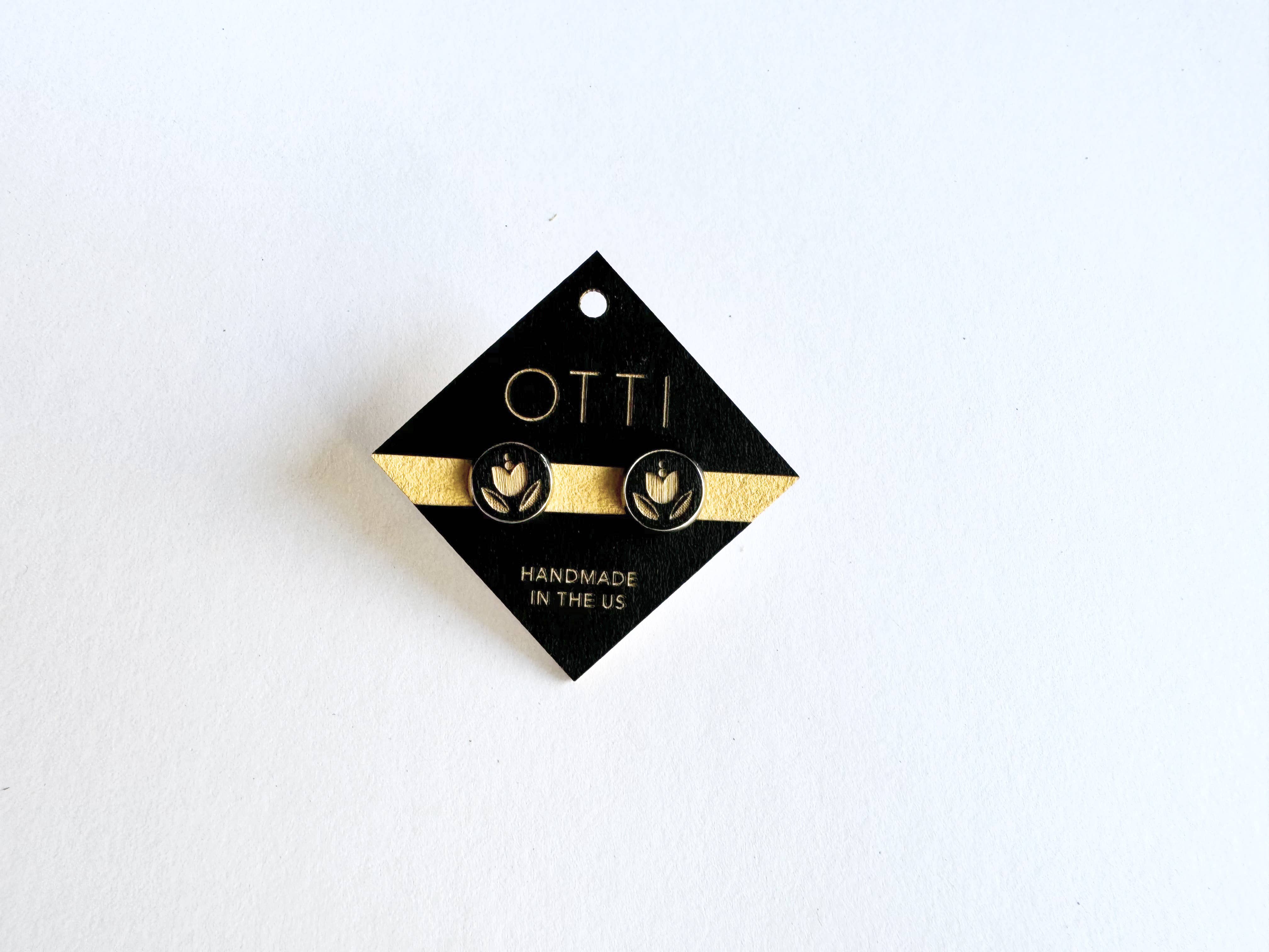 Floral Laser Cut Birch Stud Earrings: Danish Tulip - Image 3