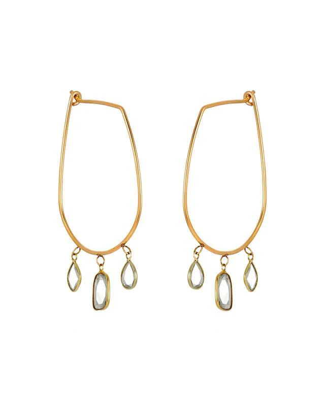 Slice Moissanite Dangle Hoops Earrings