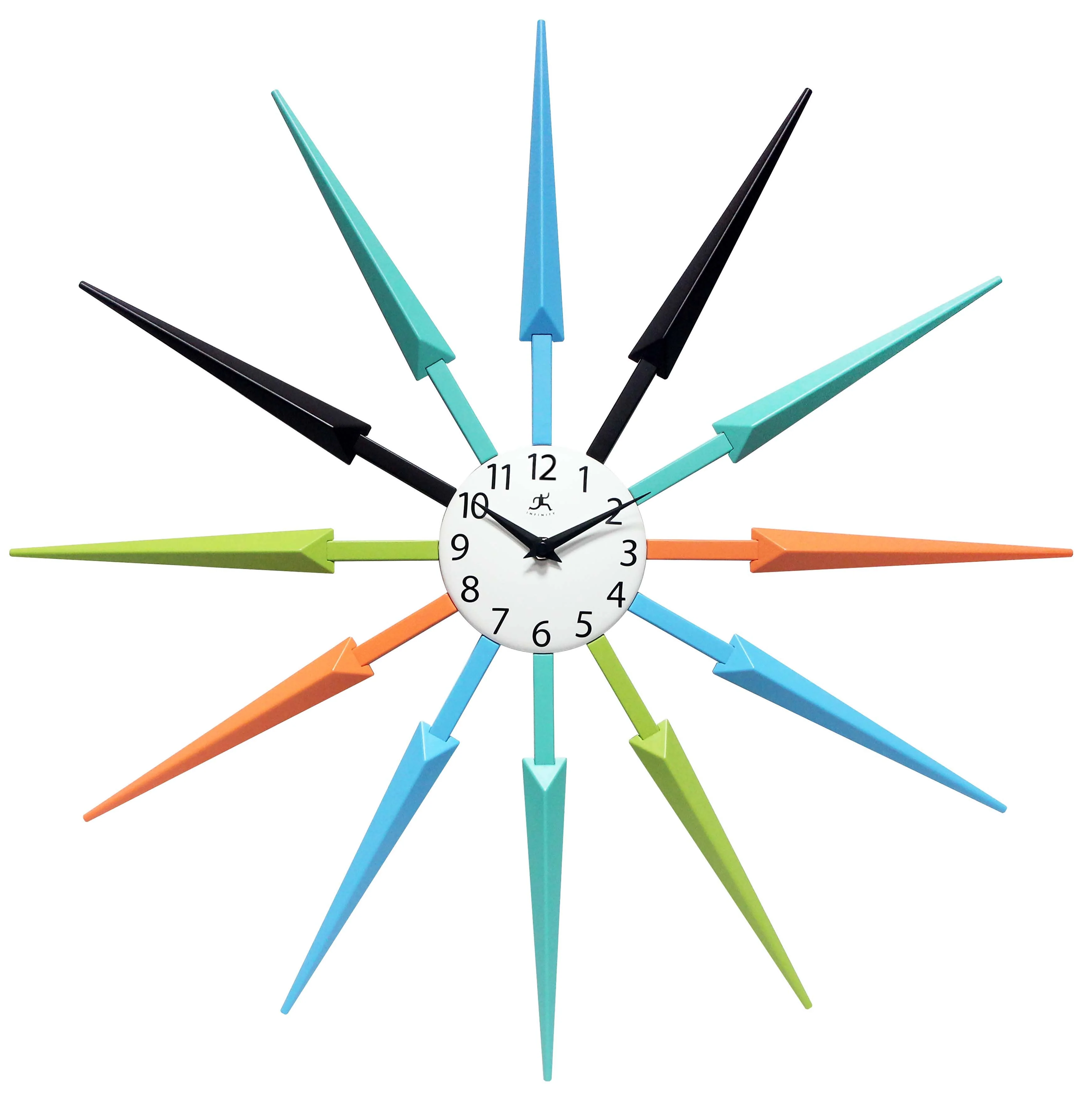 Midcentury/Modern Starburst Multi-Color Wall Clock 24.5 Inch