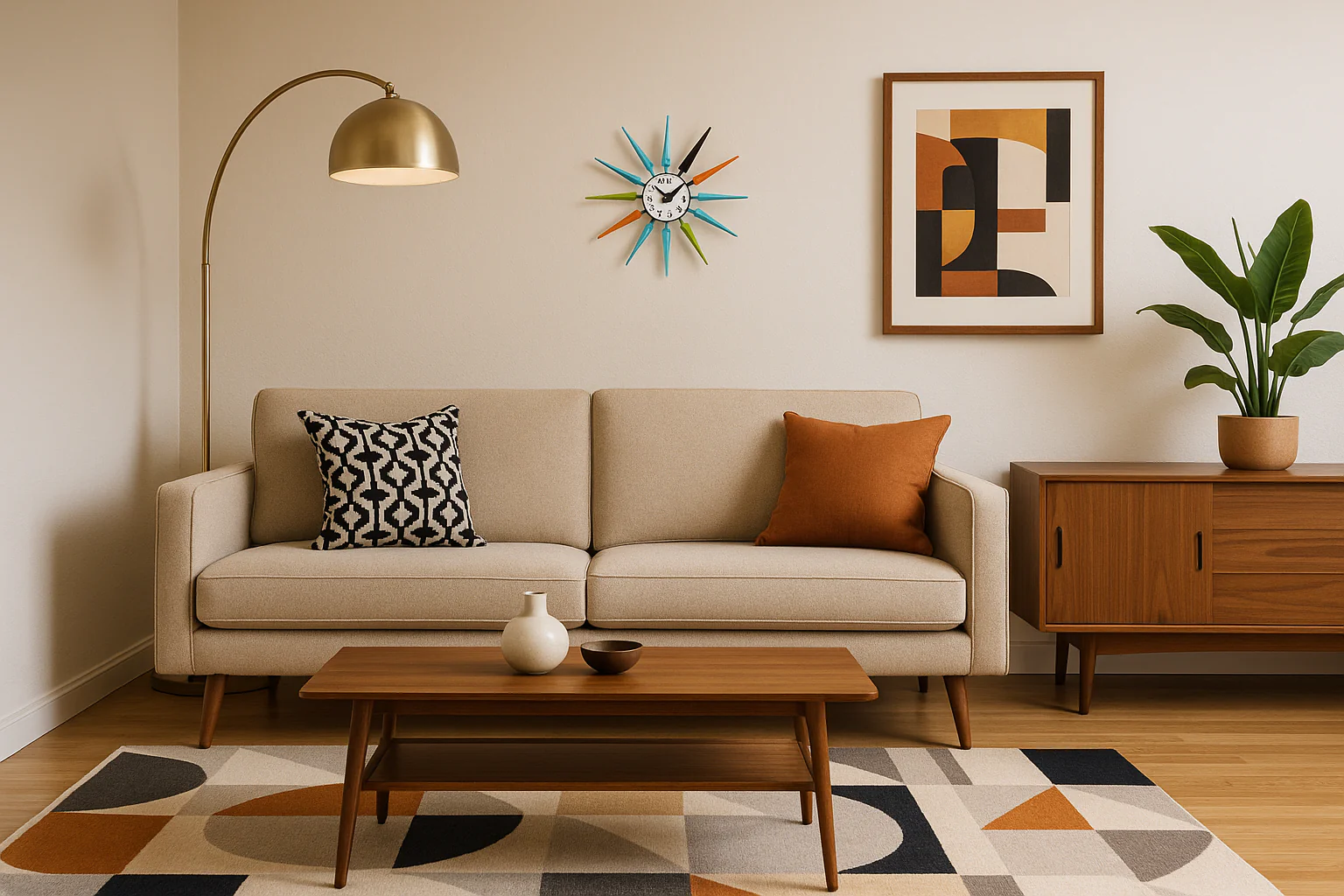 Midcentury/Modern Starburst Multi-Color Wall Clock 24.5 Inch - Image 5