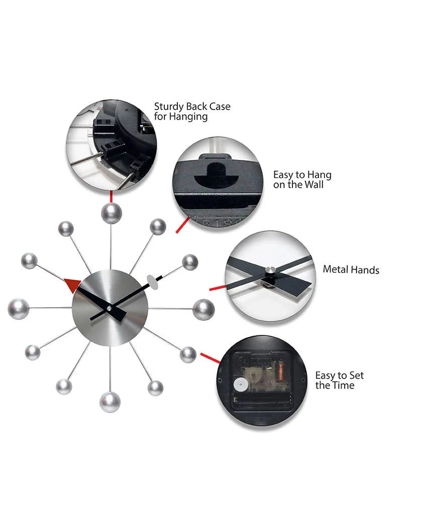 Midcentury/Modern Starburst Silver Wall Clock 15 Inch - Image 5