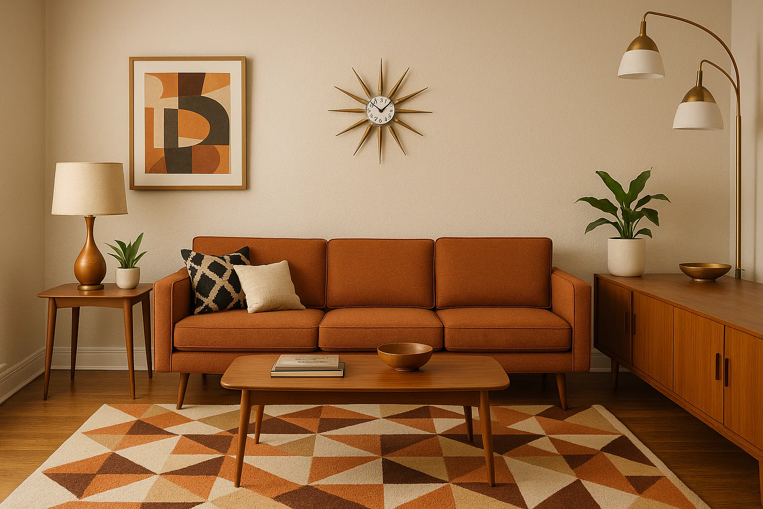Midcentury/Modern Starburst Tan Wall Clock 24.5 Inch - Image 5