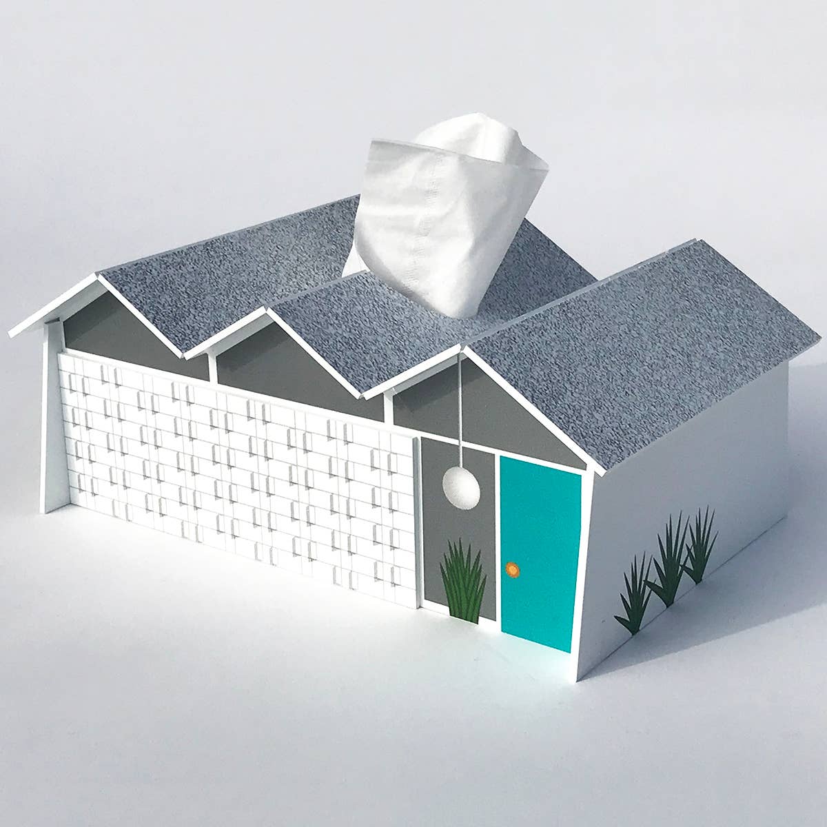Midcentury Tissue Box Cover - Folded Plate Roof - Image 3