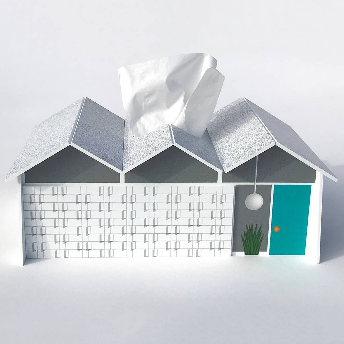 Midcentury Tissue Box Cover - Folded Plate Roof - Image 4