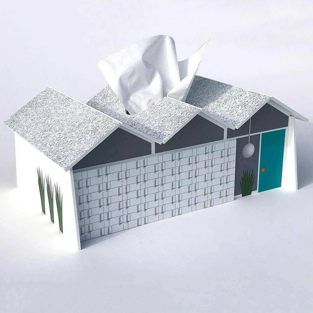 Midcentury Tissue Box Cover - Folded Plate Roof - Image 5
