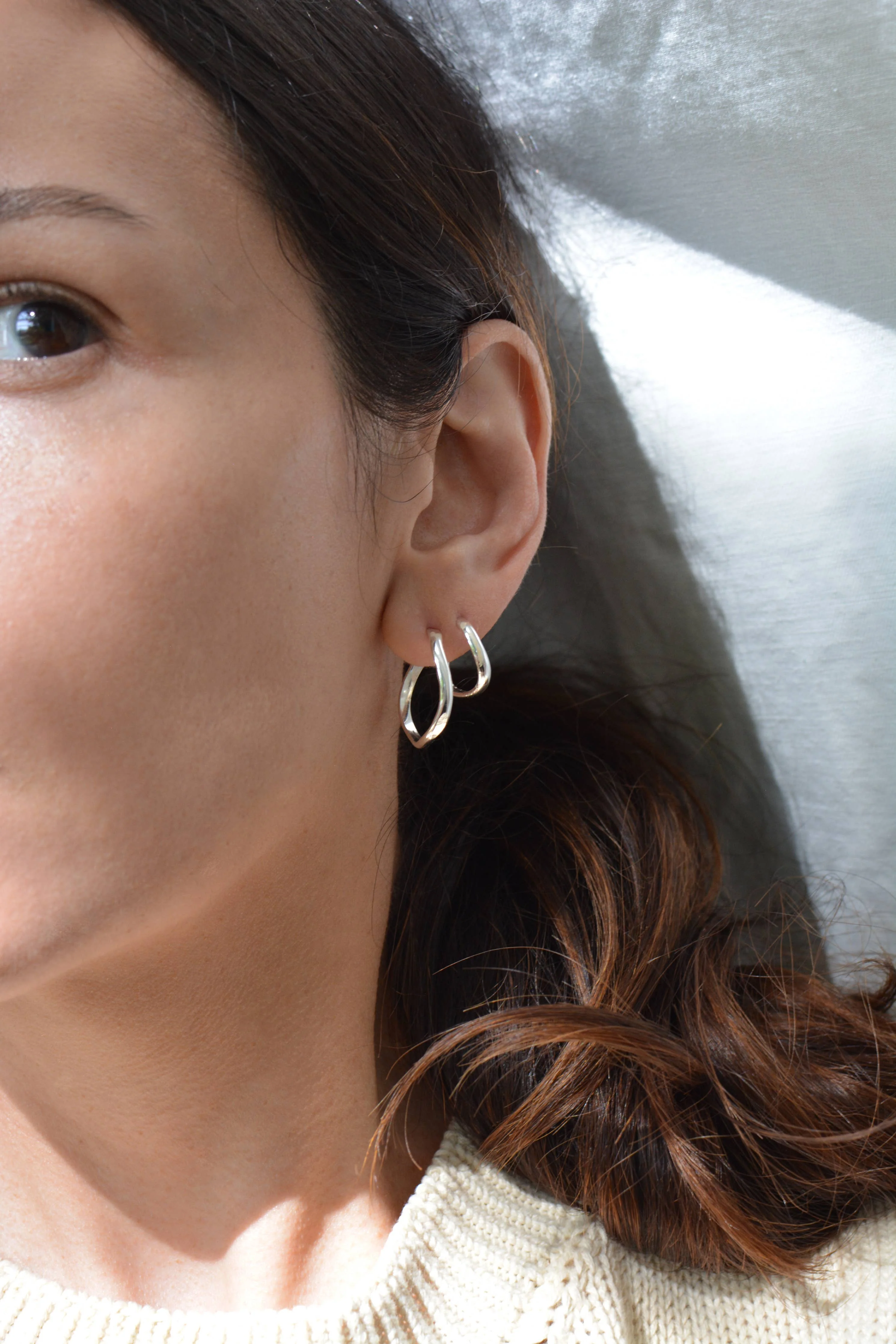 Mini Silver Heli Hoops - Image 2