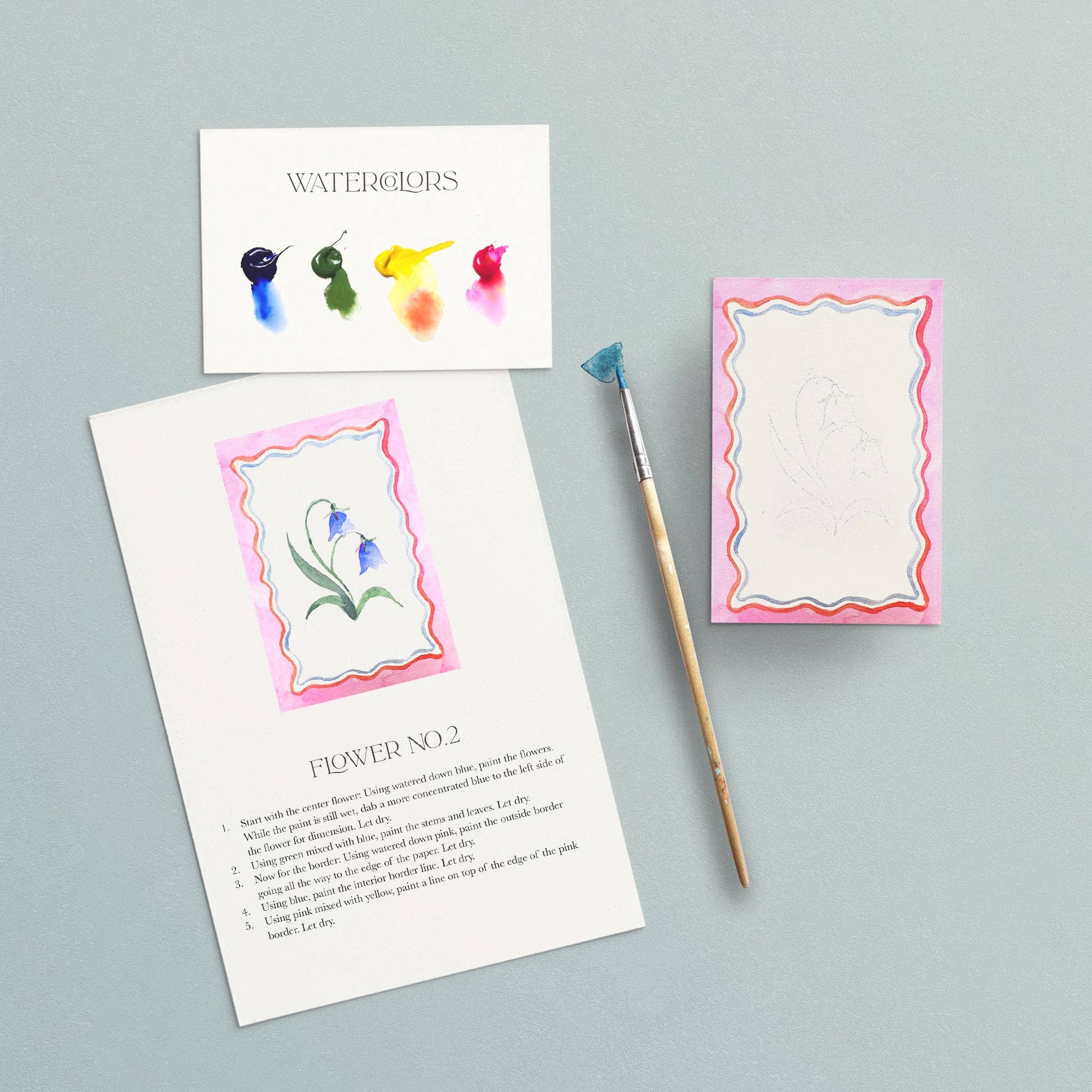 Mini Watercolor Painting Kit: Flowers - Image 3