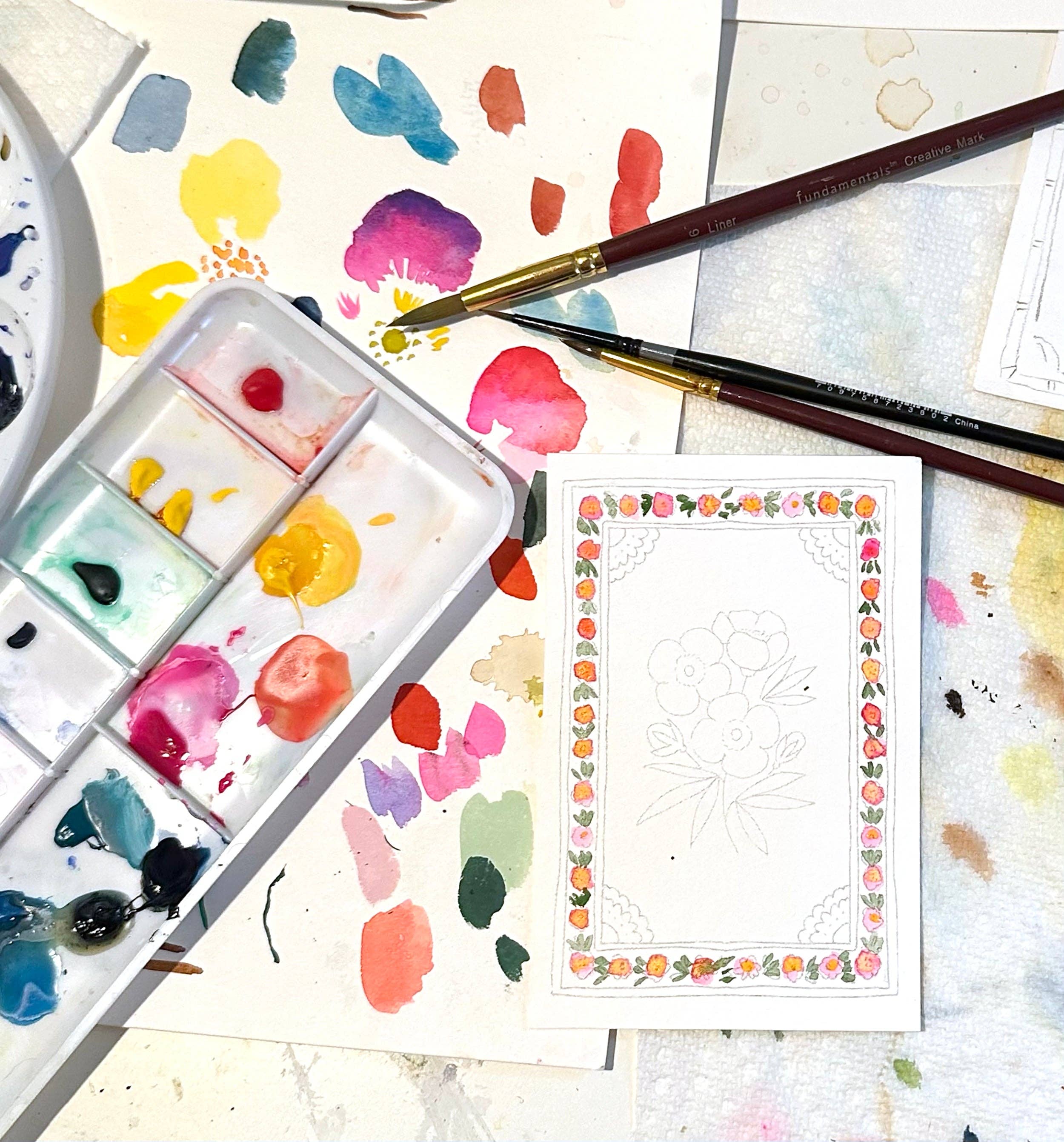 Mini Watercolor Painting Kit: Flowers - Image 6