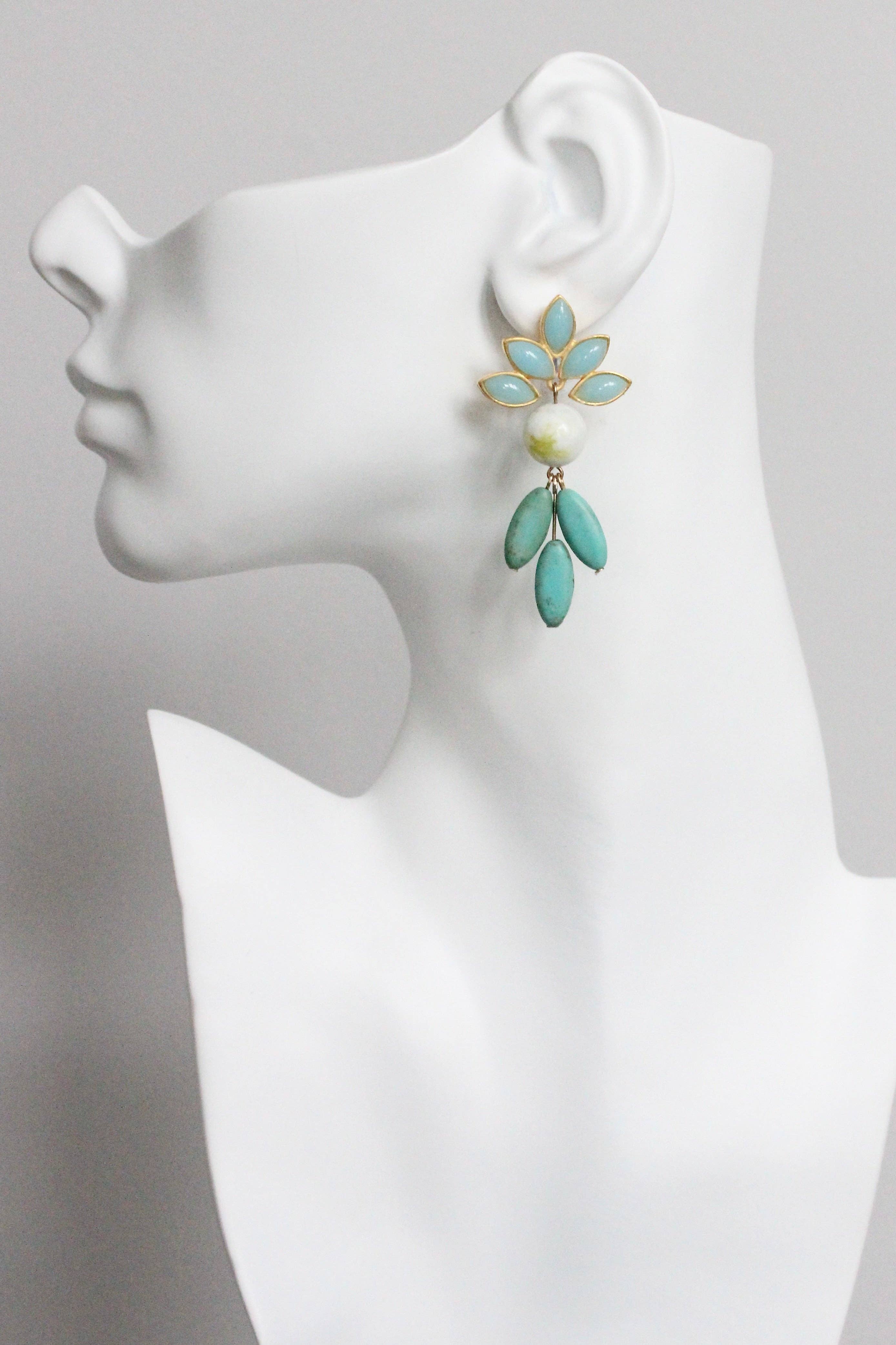 Vintage Glass and Turquoise Earrings - Image 2