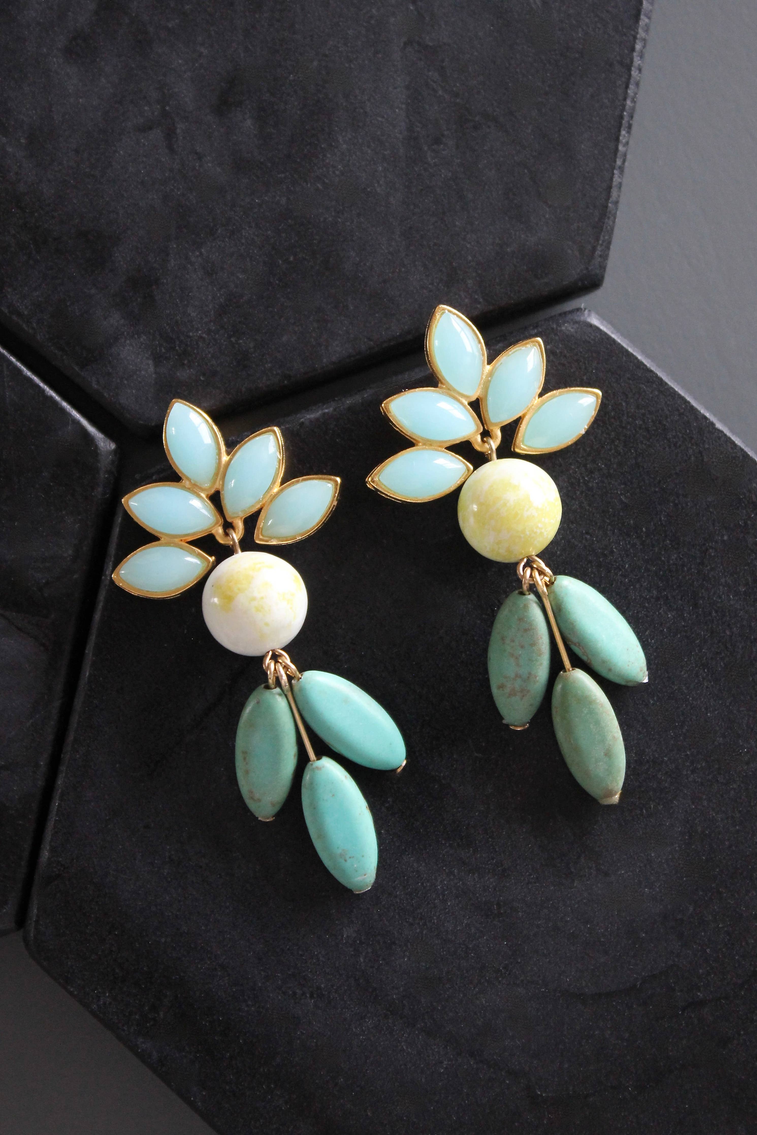 Vintage Glass and Turquoise Earrings - Image 3