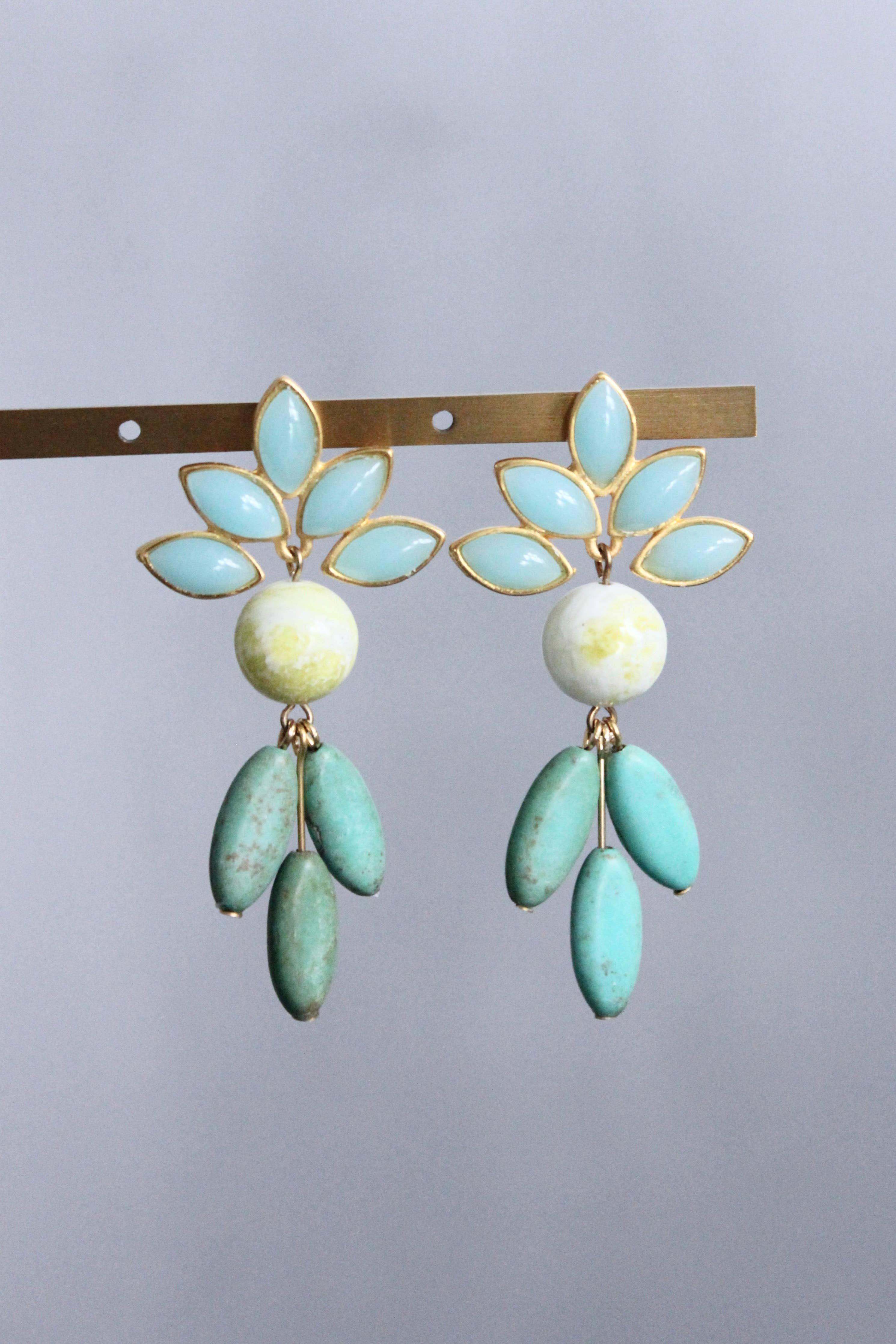 Vintage Glass and Turquoise Earrings - Image 4