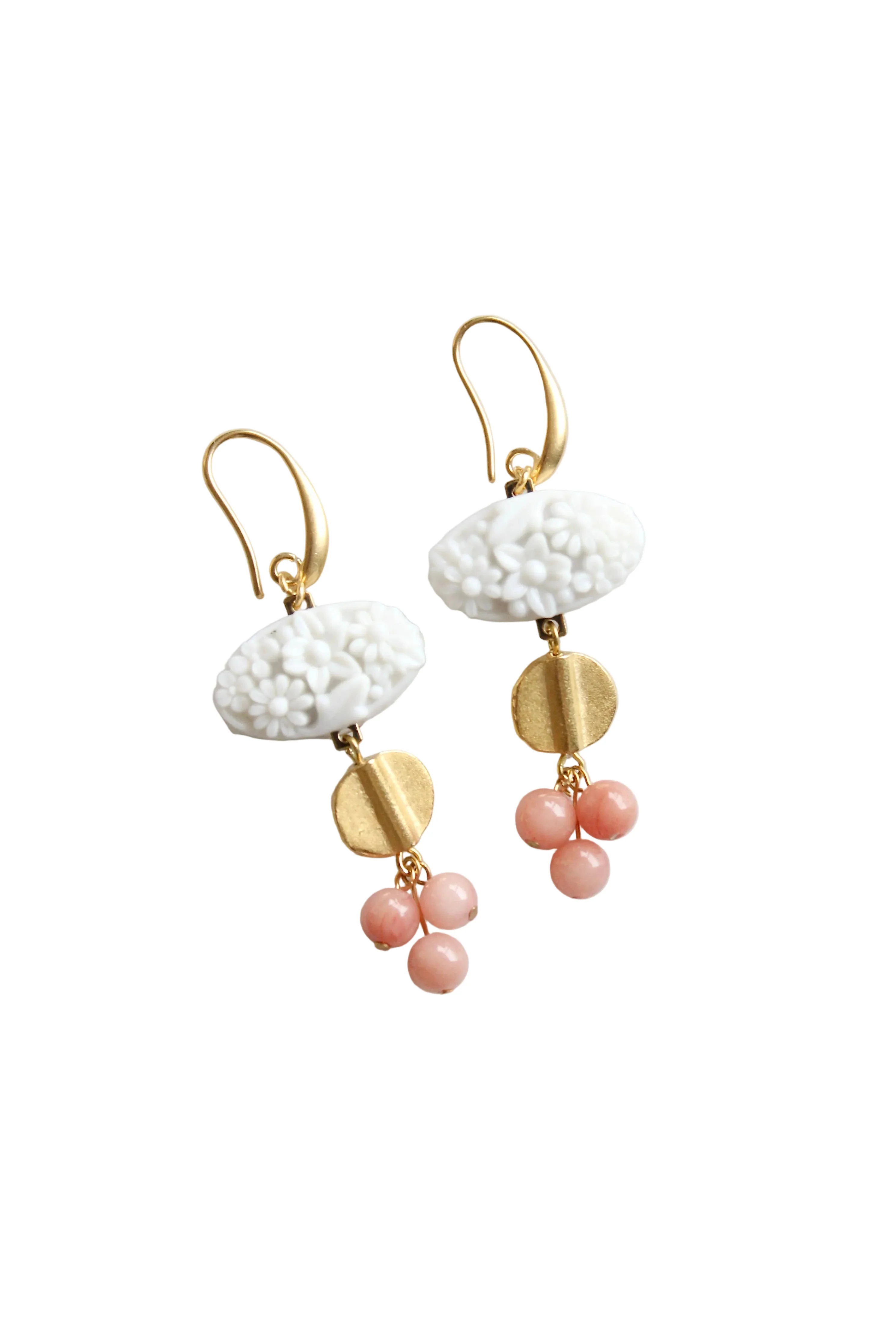 Vintage Chalk White Glass Cluster Earrings