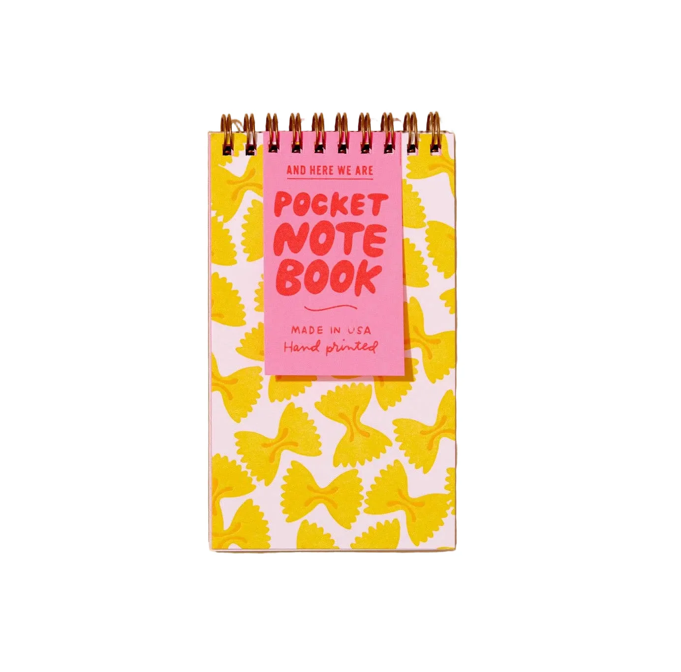 Modern Pasta Small Letterpress Spiral Notebook — Farfalle