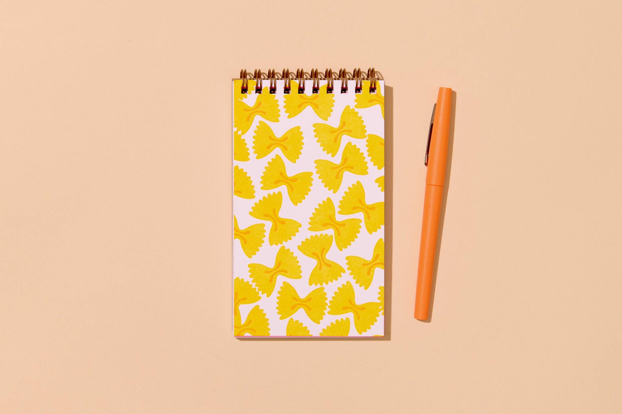 Modern Pasta Small Letterpress Spiral Notebook — Farfalle - Image 4