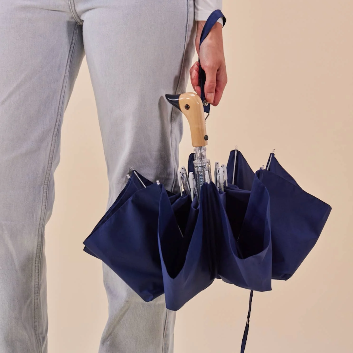 Navy Compact Eco-Friendly Original Duckhead Umbrella - Image 6