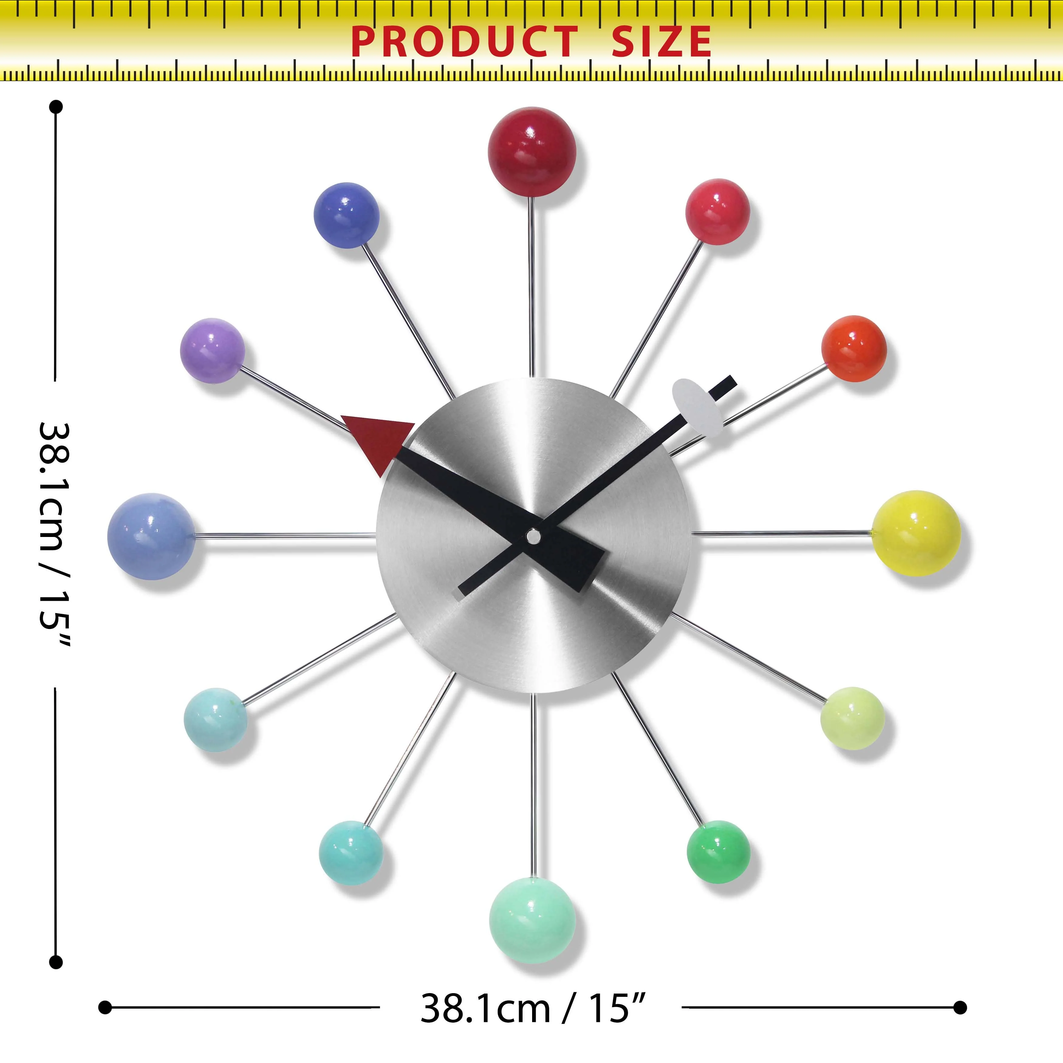 Orb Spoke Rainbow Indoor Wall Clock 15 Inch - Image 2