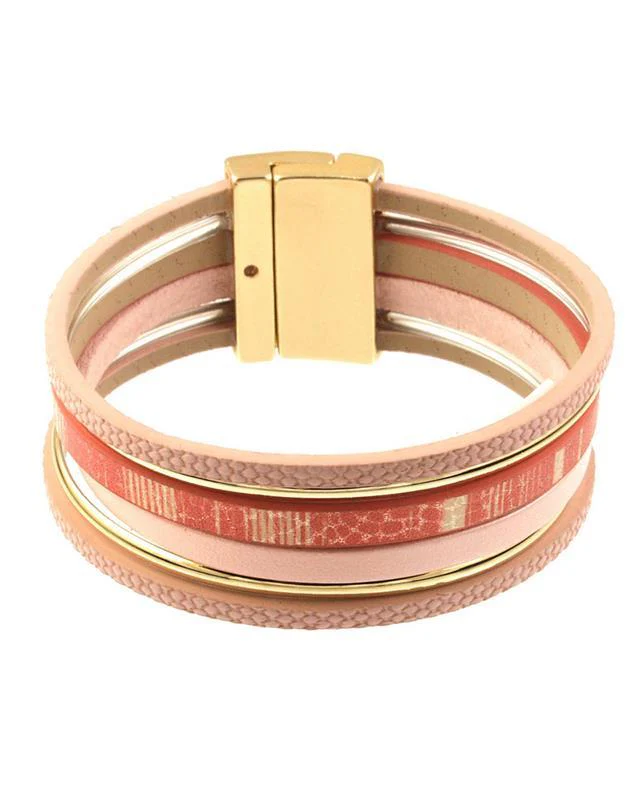 Matte Gold/Pink Print Bracelet