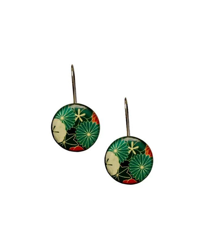 Teal Kimono Round Earring