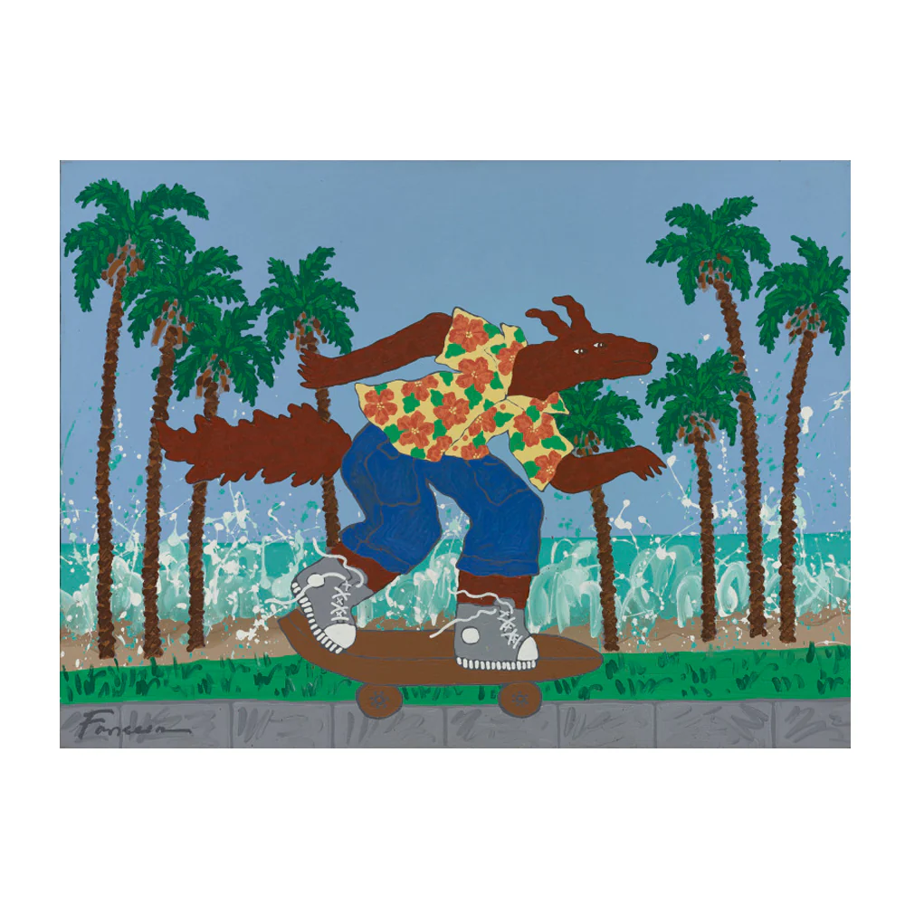 Harry Fonseca (Maidu): Coyote on Skateboard III Postcard